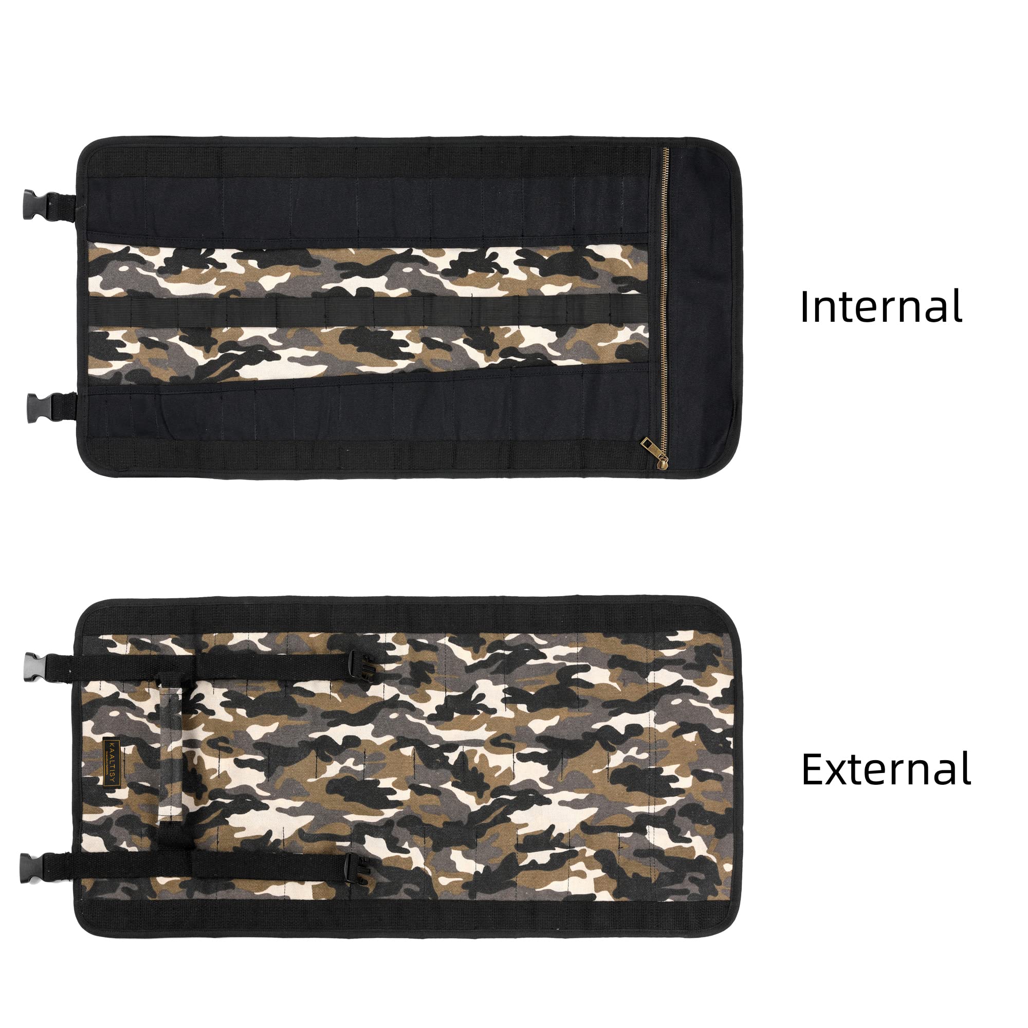 Rotolo per attrezzi da 453,6 g, in tela cerata, arrotolabile, borsa porta attrezzi (23 tasche e manico portatile), portautensili per falegnami meccanici, 66 x 33 cm, mimetico