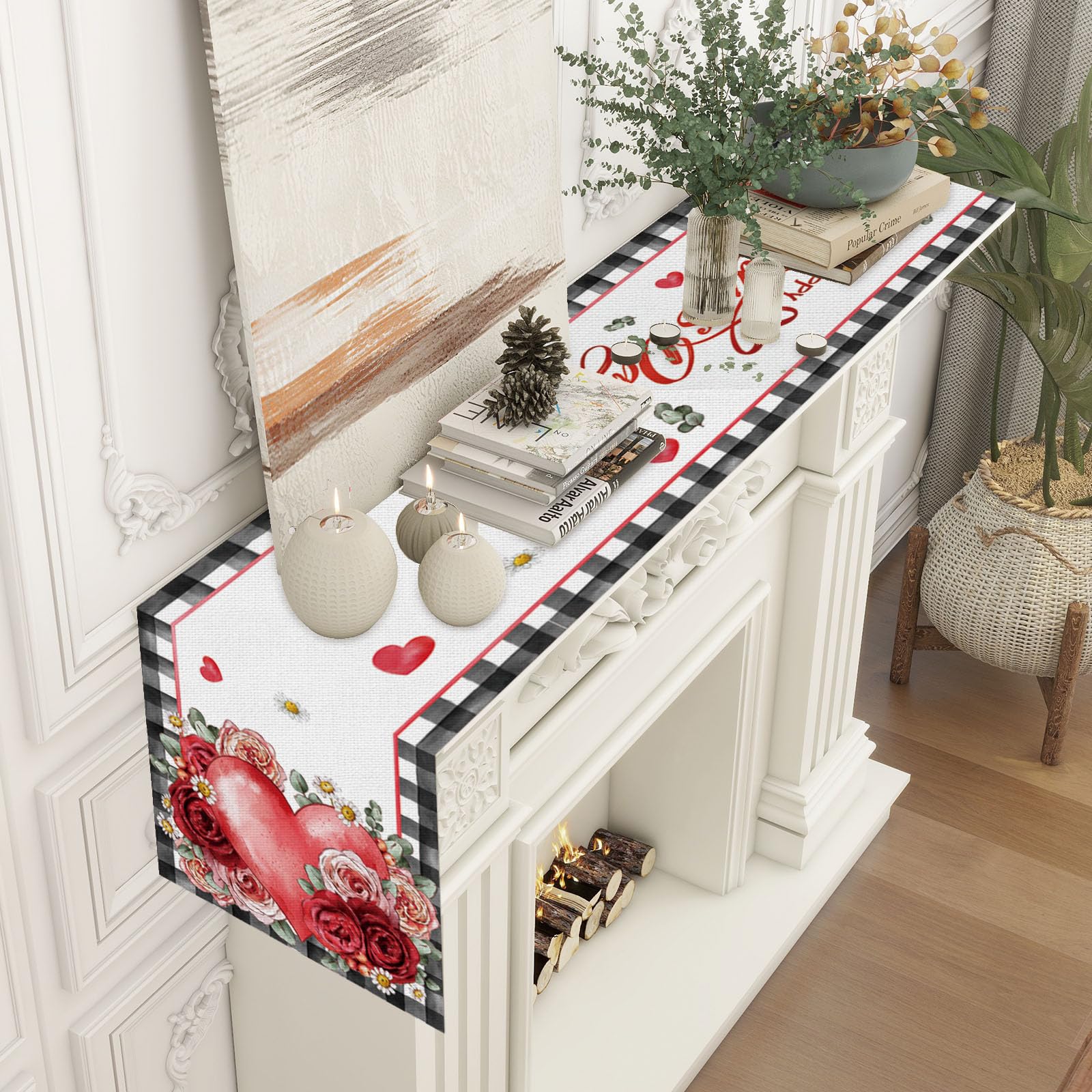 Snapklik.com : Linen Watercolor Eucalyptus Heart Valentines Day Table ...