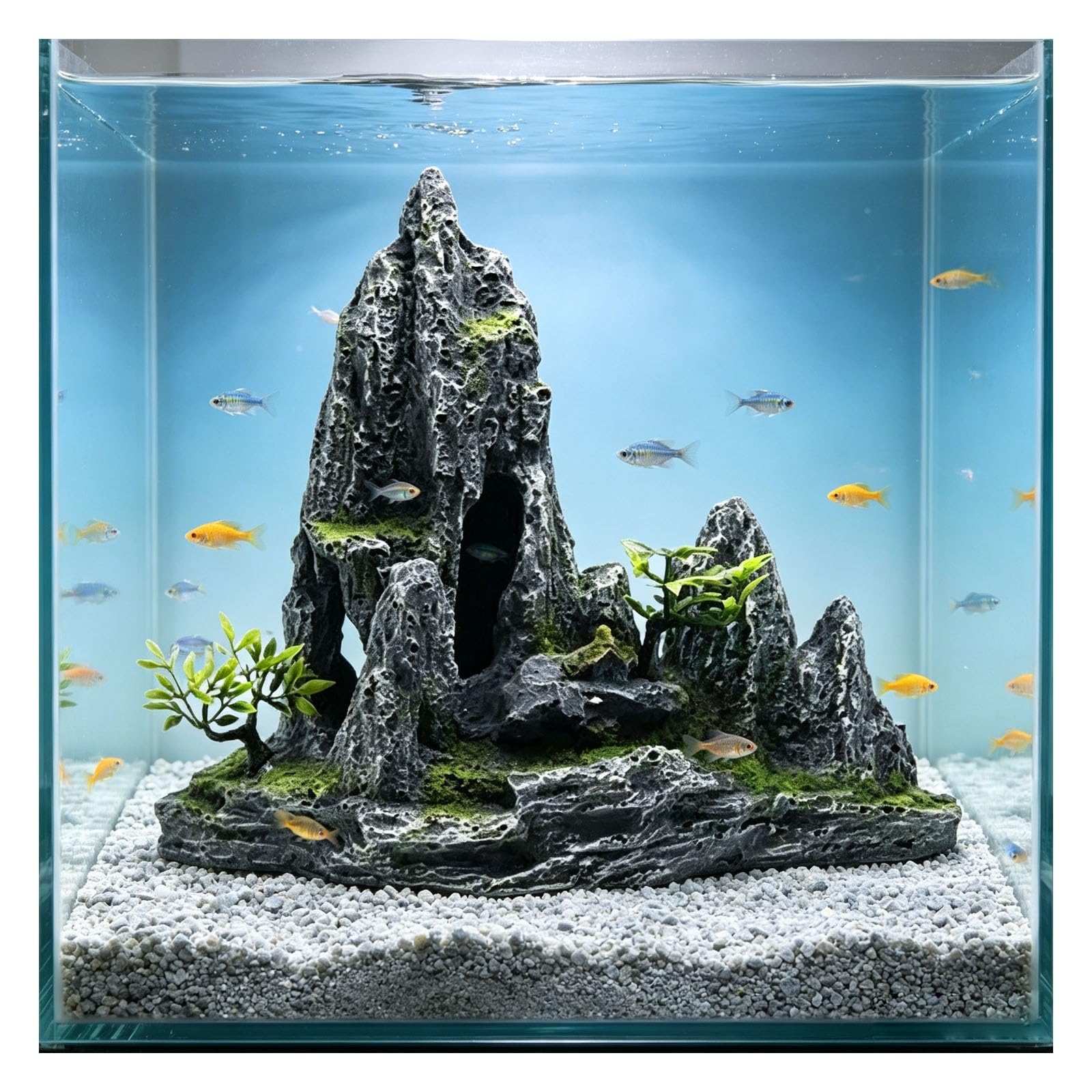 Adorno de Resina de Paisaje de Roca de Acuario, decoración de Roca de Acuario | Accesorios reutilizables impermeables del paisaje de la cueva de piedra for los acuarios de los jardines