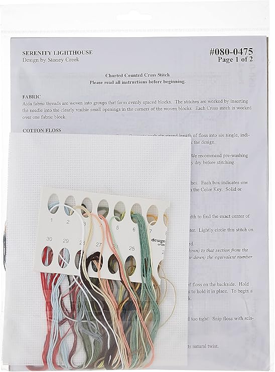 Janlynn Serenity Lighthouse Counted Cross Stitch Kit, Multi-Colored