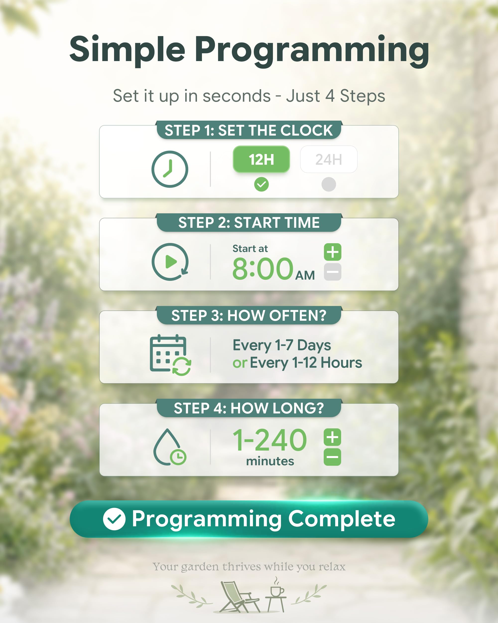 Newentor Timer per irrigatore, timer programmabile per tubo da giardino, timer per acqua con ritardo della pioggia/sistema di irrigazione manuale/automatico, irrigazione a goccia per cortile, prato