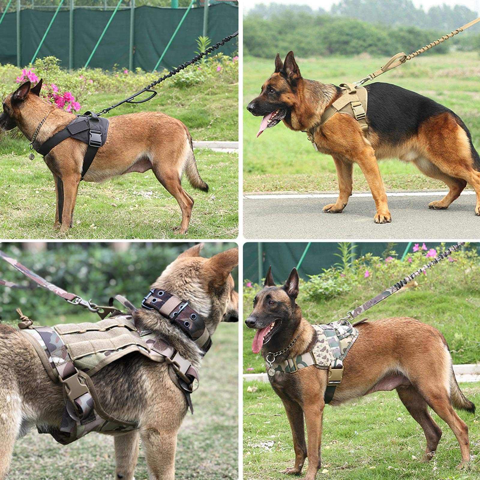 Imbracatura per Cani Tattica, Guinzaglio per Cani, Pettorina Militare Gilet Regolabile, Non-Pull Imbracatura Doppio Gancio in Metallo Anti-Tiro,Addestramento E Cani Lavoro
