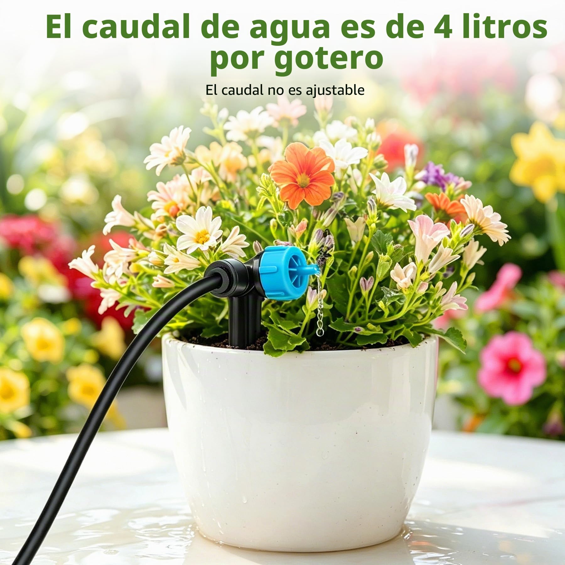 Kit de Riego por Goteo 101 Piezas con Compensación de Presión, Tubos 15m PVC+PE+PP, 4 Modos, para Jardín Huerto Serre