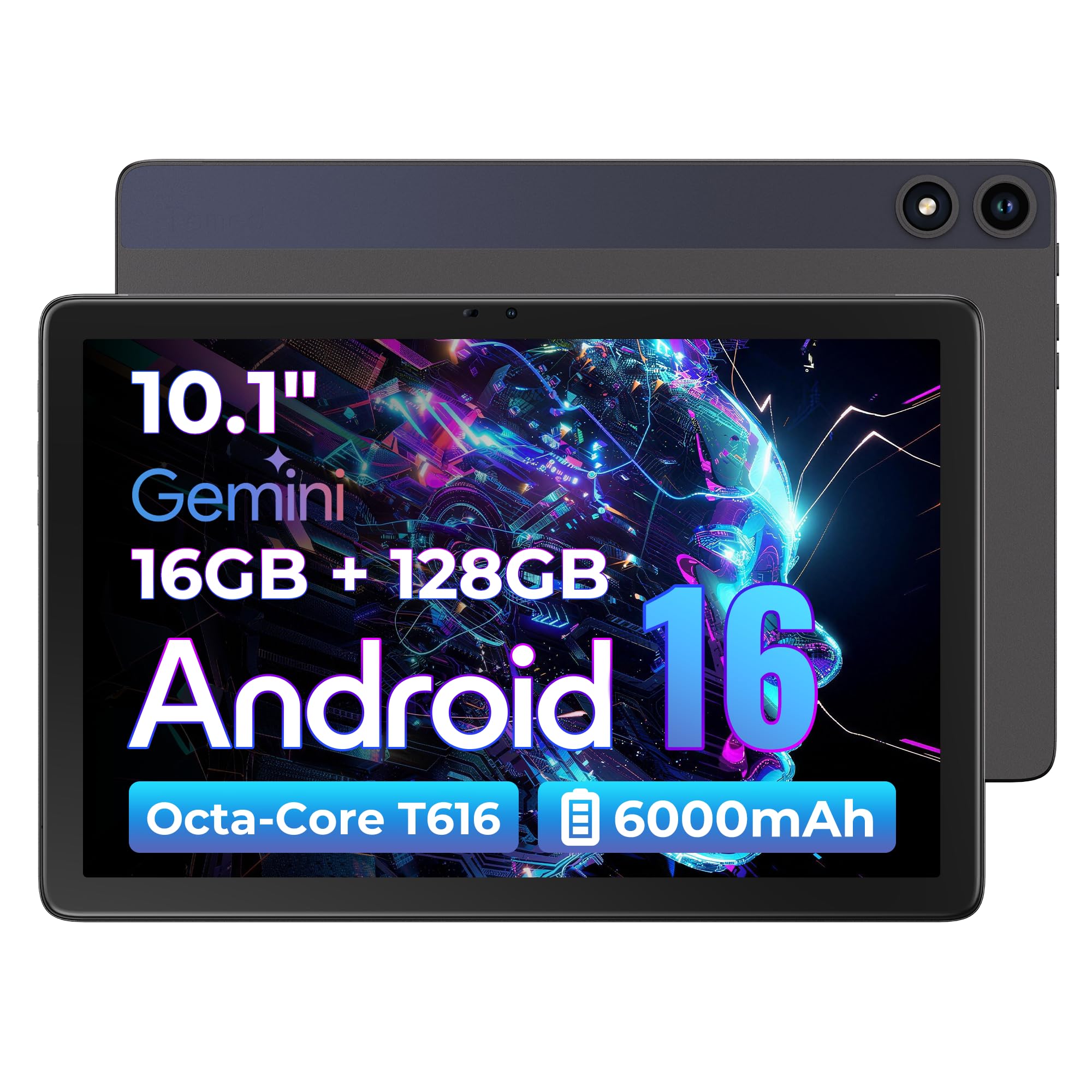 Tablet 10 Inch Android 16 with Gemini AI, HD IPS Display 16GB RAM