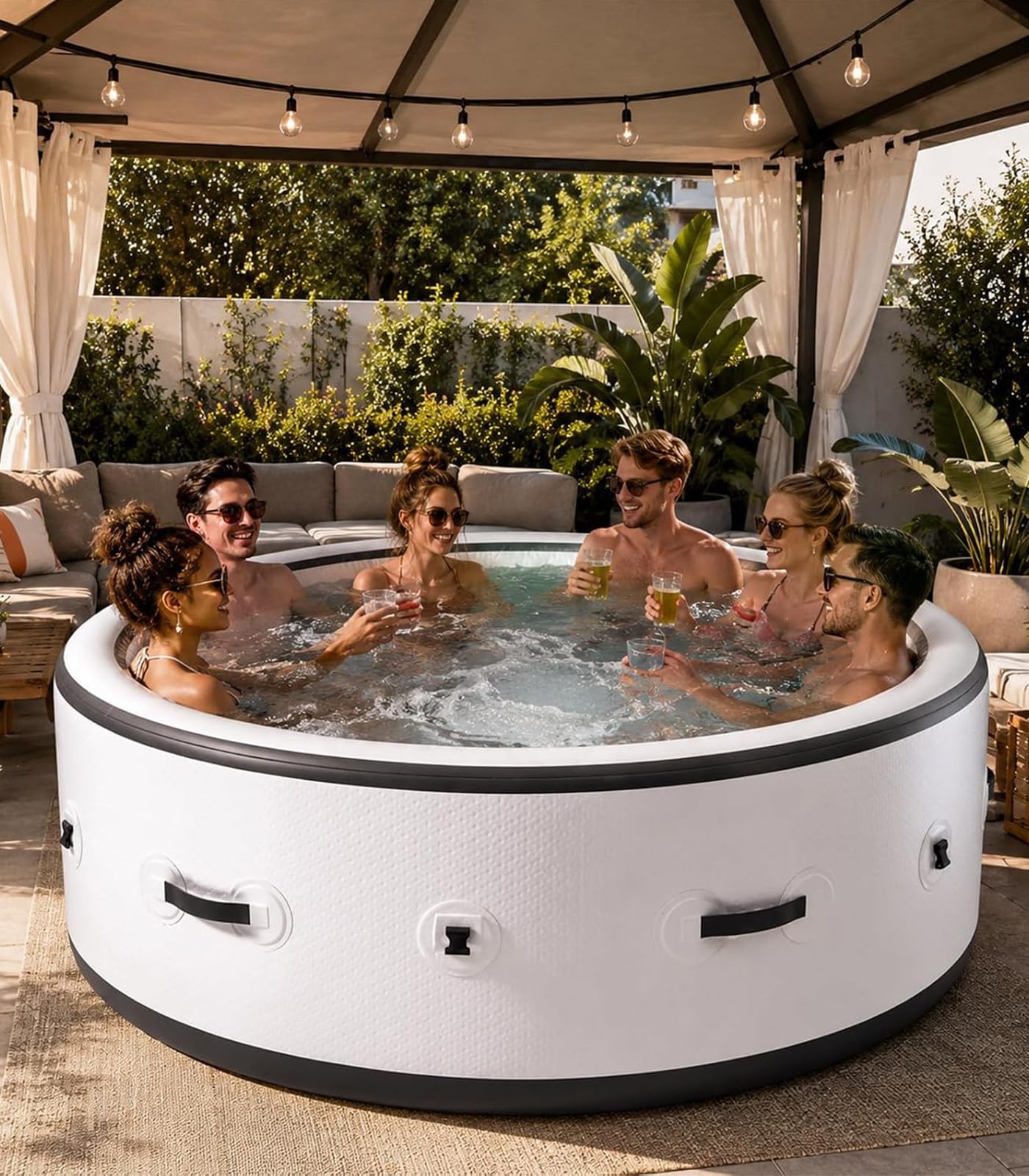 Spa Gonflable Chauffant 150 Jets et LED pour Jardin