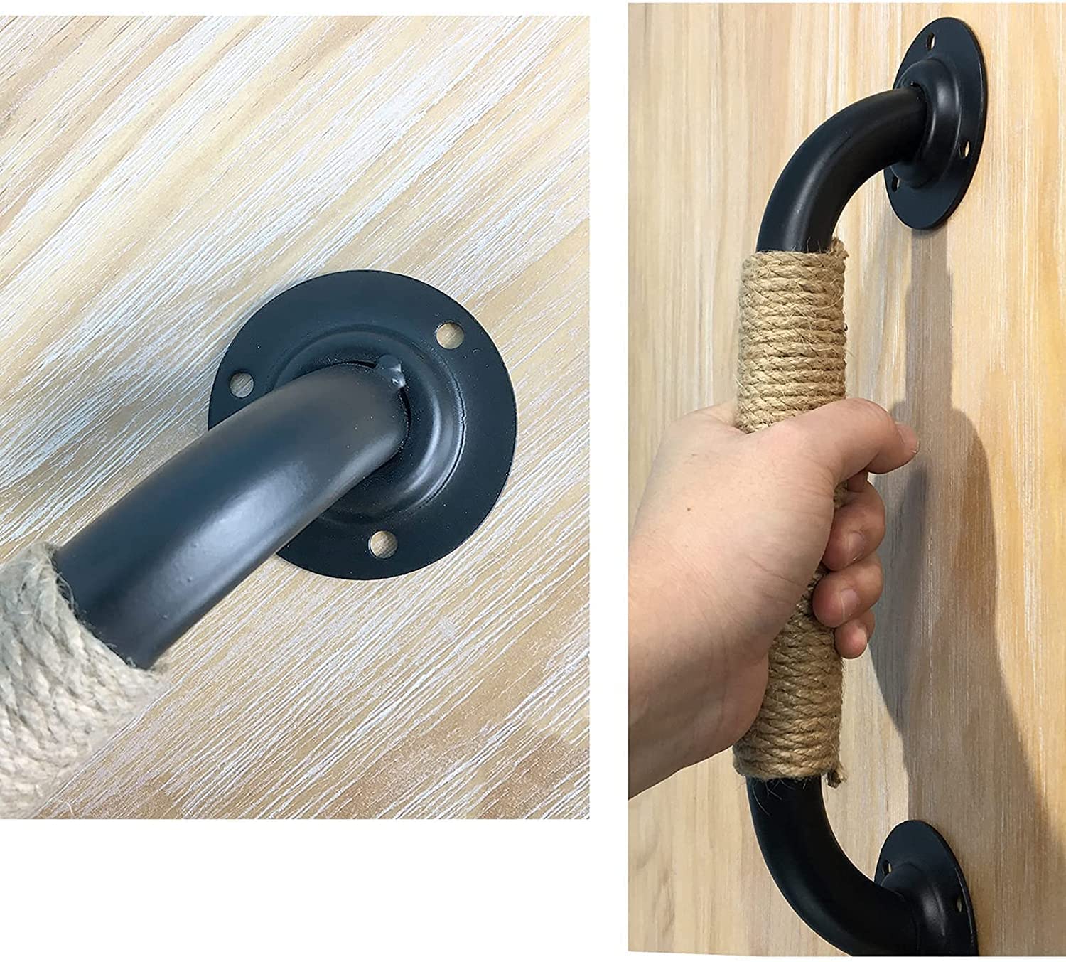 Klamka do drzwi stodoły czarna kuta żelazna linka uchwyt przesuwny drewniany uchwyt do szafy szopy Dogarden uchwyt bramy garażowej bar do domu łazienki kuchni biura/40 cm/40 cm