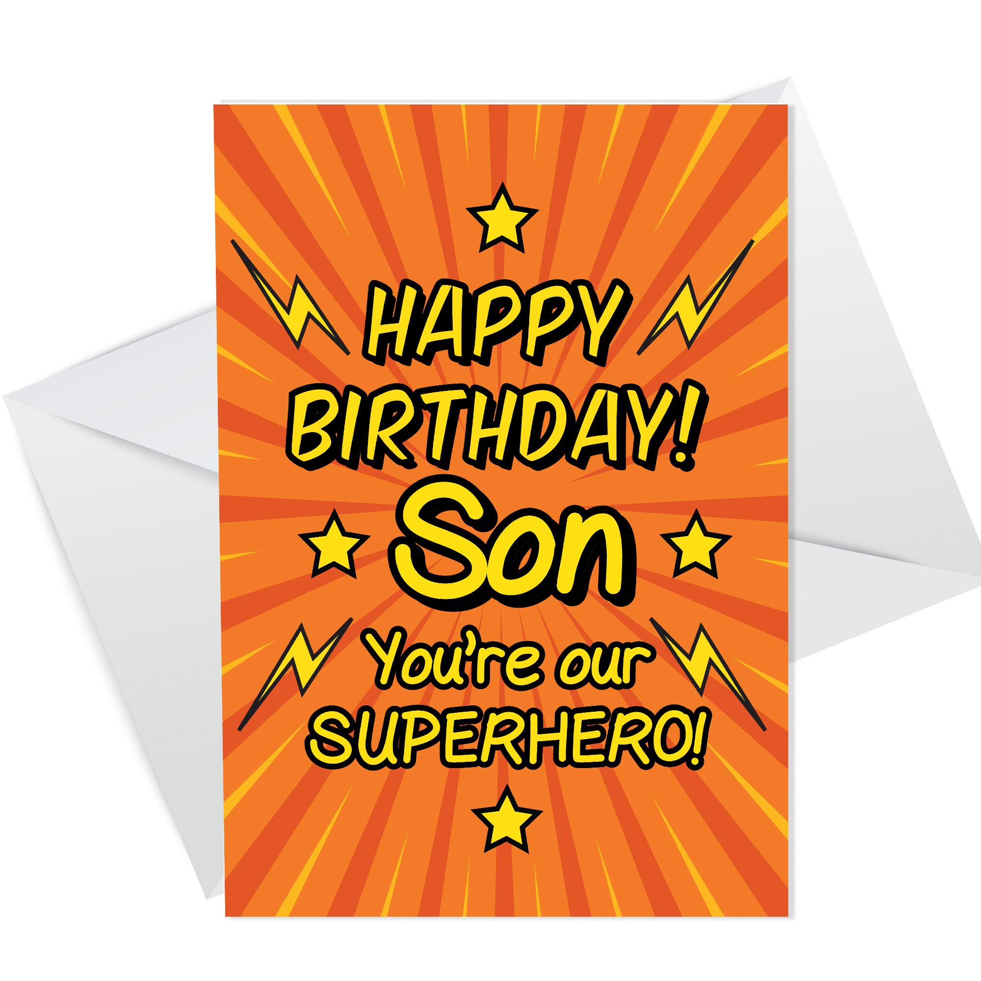 Happy Birthday Card For Son Superhero Theme Novelty Card For Him 10th 12th 16th 18th