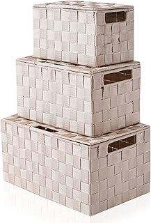 Harrage Storage Bins with Lids  Decorative Cube Basket Boxes Lid for Shelves  La - Compare price
