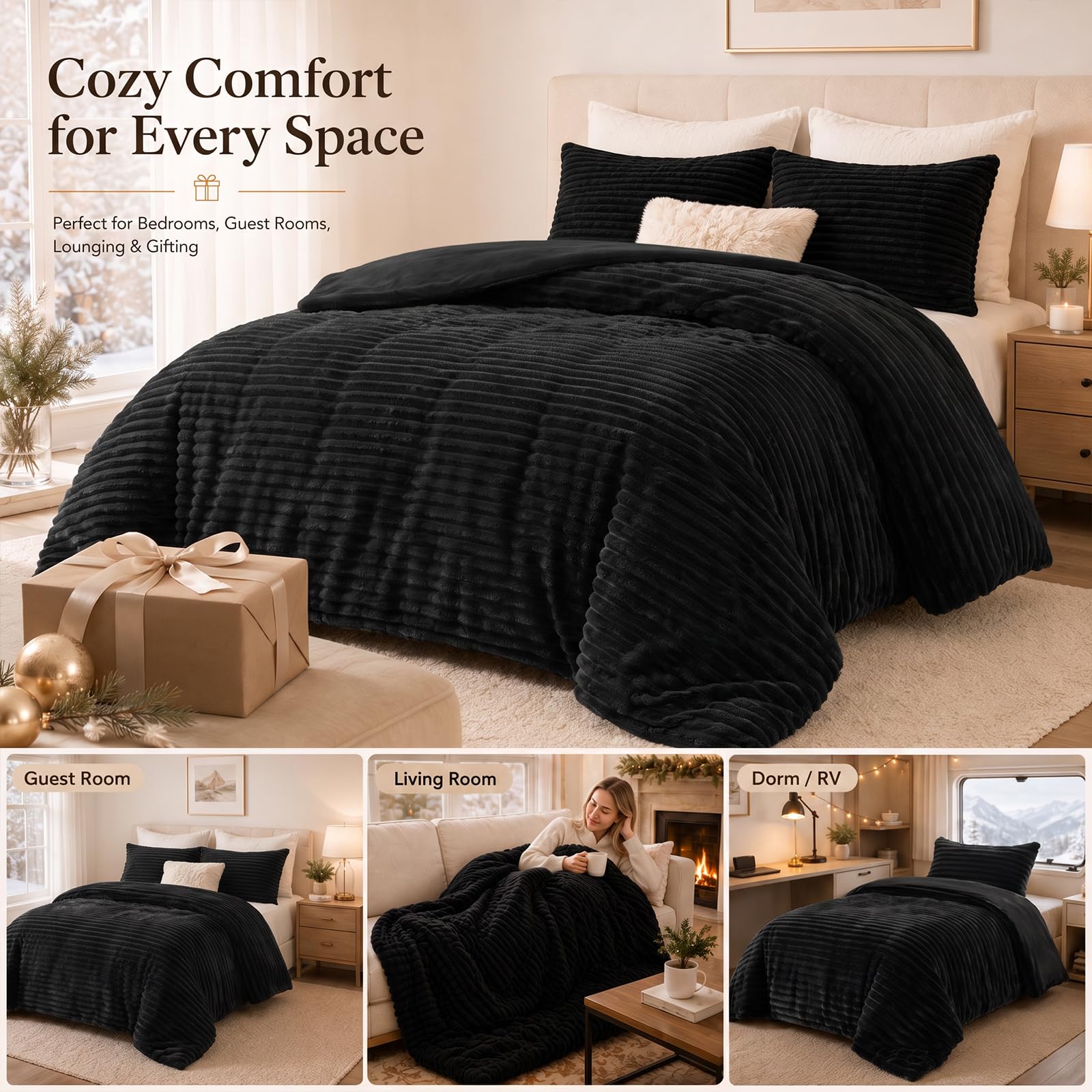 CozyLux Fleece Queen Comforter - Warm Winter Bedding -8 CozyLux Fleece Queen Comforter - Warm Winter Bedding -8