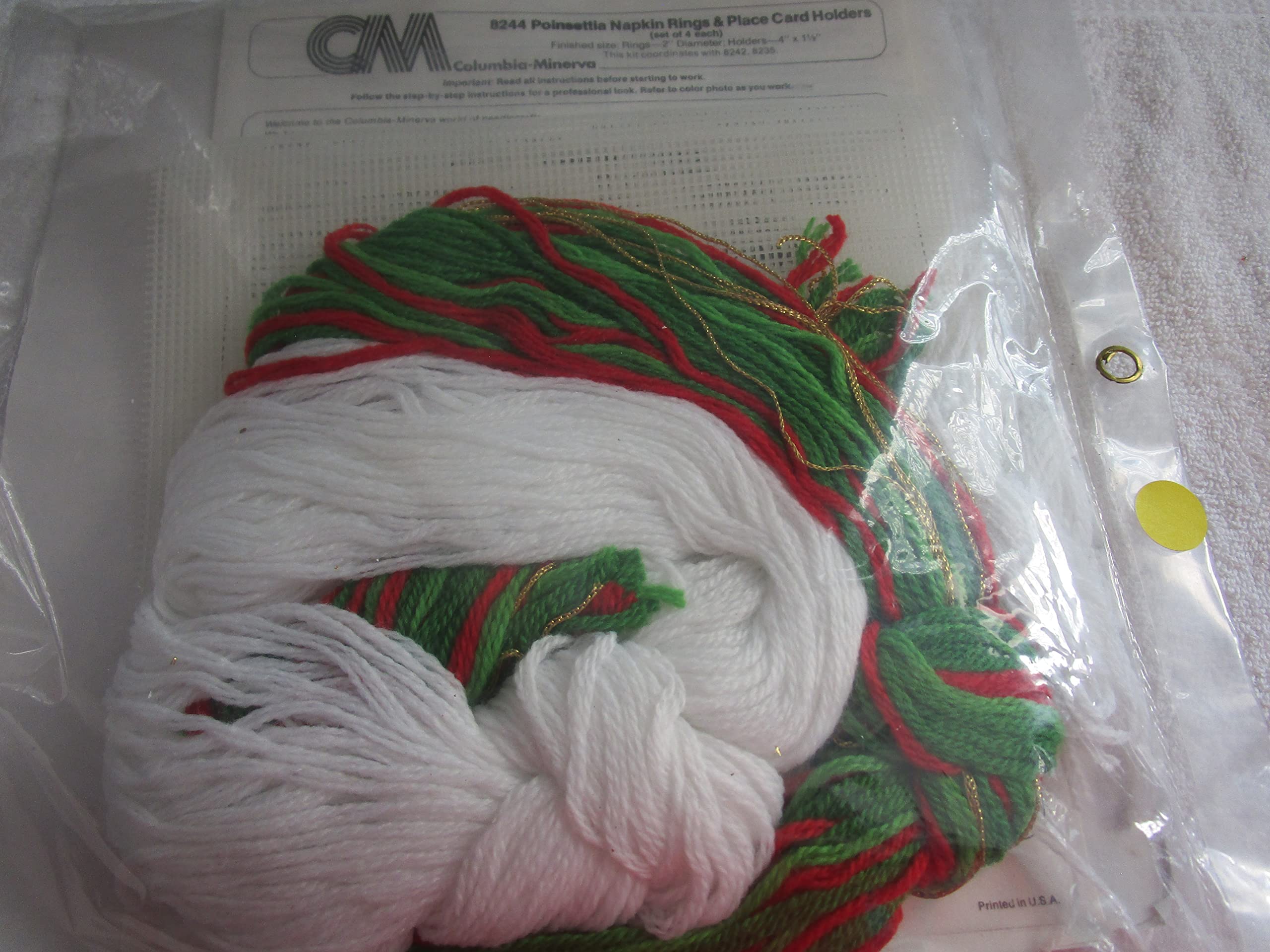 Poinsettia Napkin Rings and Place Card Holders Needlepoint Kit