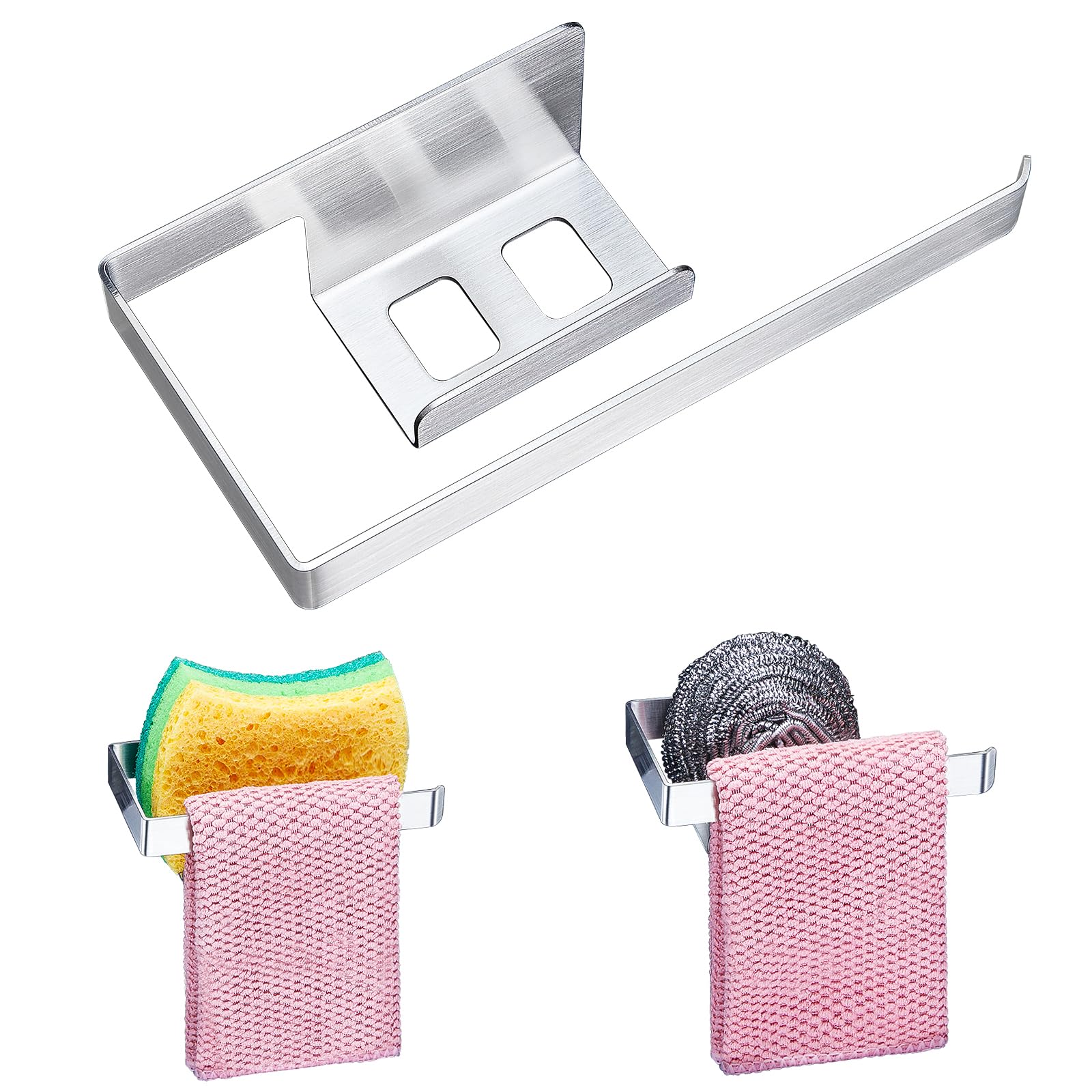 Pamofuper Schwammhalter Küche - Selbstklebend, Rostfrei, Mit Ablauf Für Spülbecken