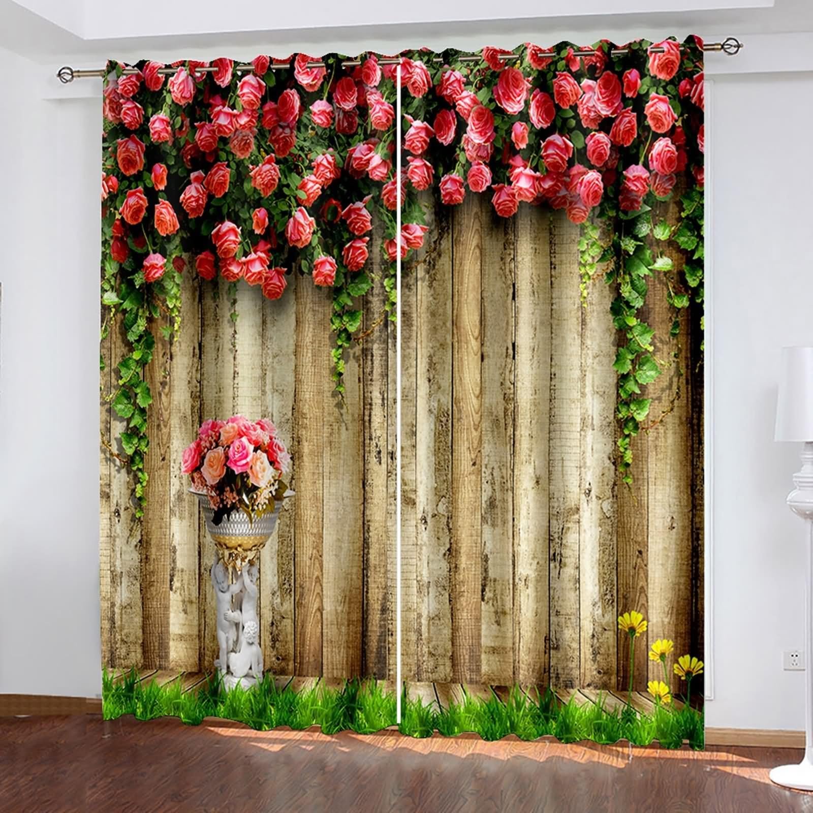 Cortinas de salón Bishilin de 2 paneles florales de madera para ventanas de salas