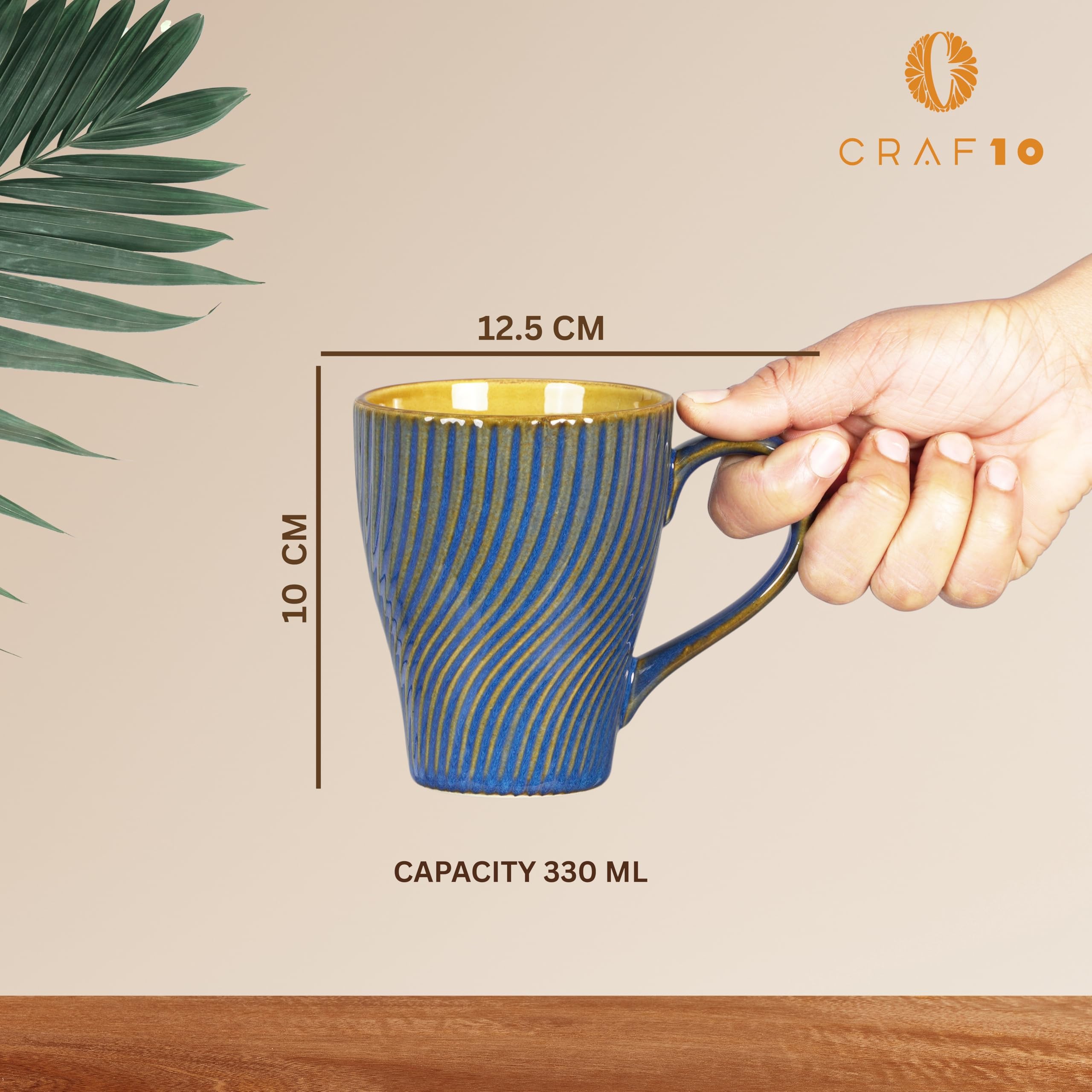 CRAF10 Indigo Gold Coffee Mugs - Set of 1 -2 CRAF10 Indigo Gold Coffee Mugs - Set of 1 -2
