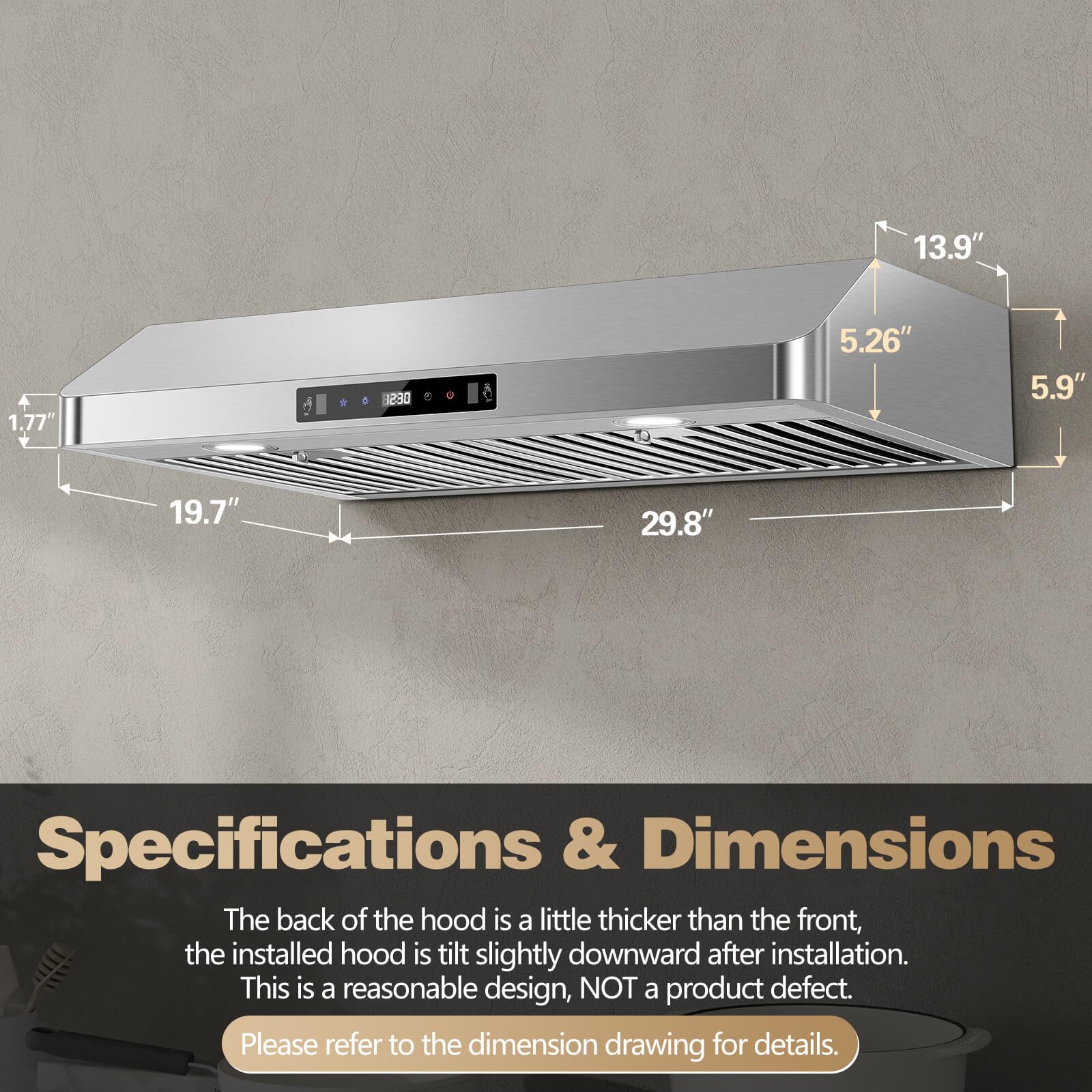 Snapklik.com : SNDOAS Under Cabinet Range Hood 30 inch,Stainless Steel
