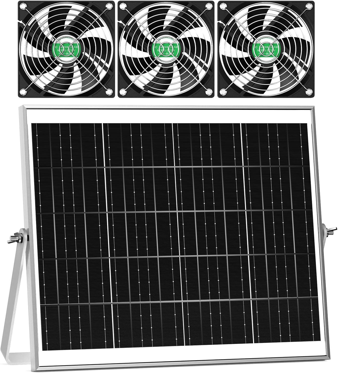 Solar Greenhouse Fan 3 Kit, 30W Large Solar Powered Exhaust and Intake Fan Outdoor Waterproof, Strong Airflow, 16.5ft Cord, for Chicken Coop Shed Air Ventilation and Circulation, No Battery