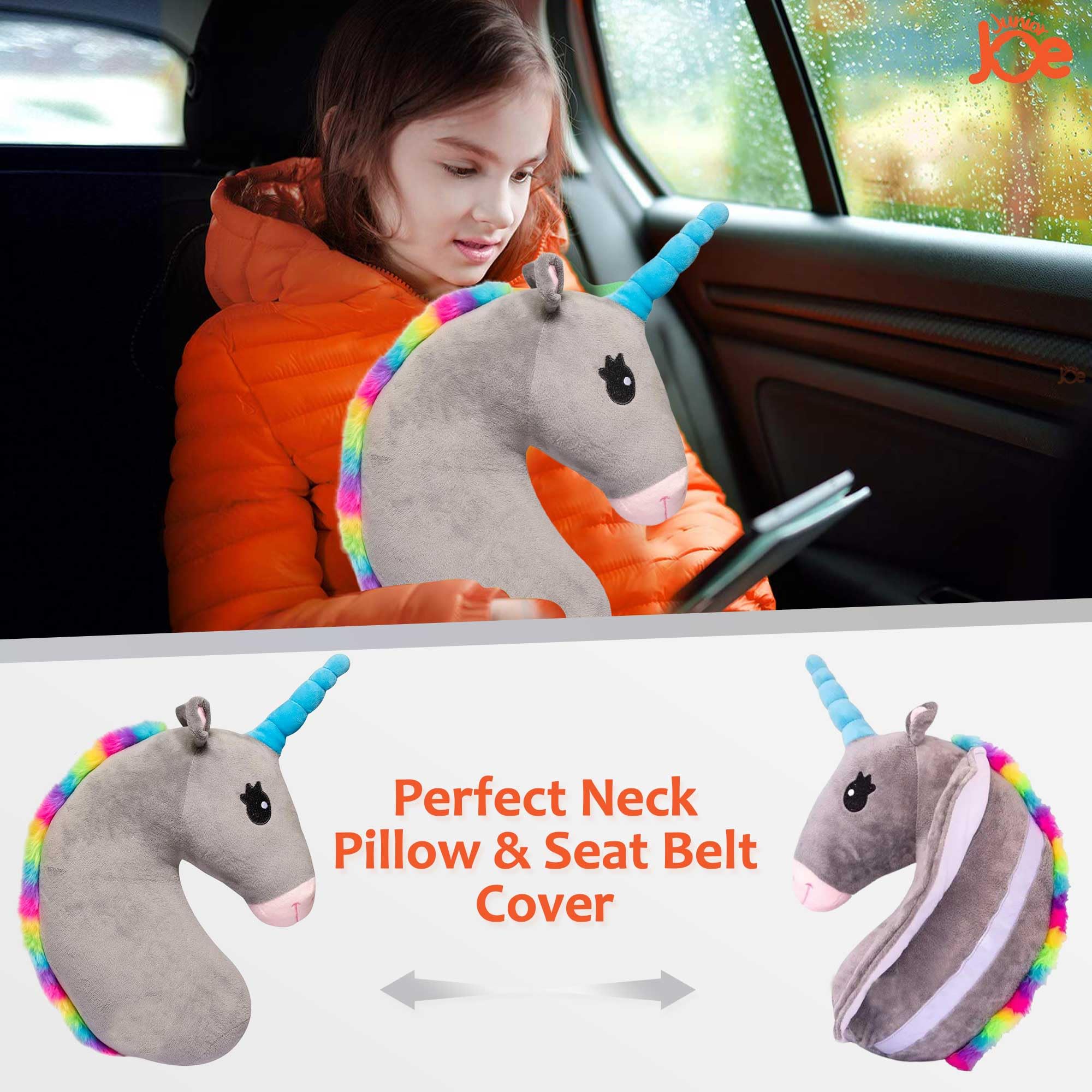 JUNIOR JOE Soft Velvet Car Seat Belt Pillow For Kids|Travel Neck Pillow With Cushion|Cute Cartoon Vehicle Shoulder Pads For Children|(Style-12),1 Count,Multicolor 4