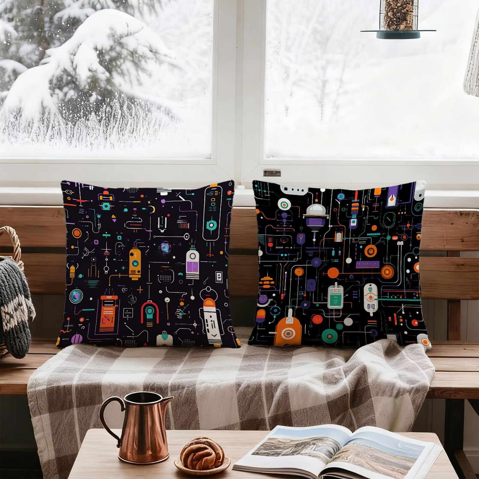 Vistoso Funda Cojin 60x60 Abstracto Funda Almohada 60x60 Cojines Sofa Súper Suave Fundas Cojines Decorativos Fundas Almohadas 4 Piezas Cervicales y Cuello, para Hogar Cama Salon Decoracion E - 901