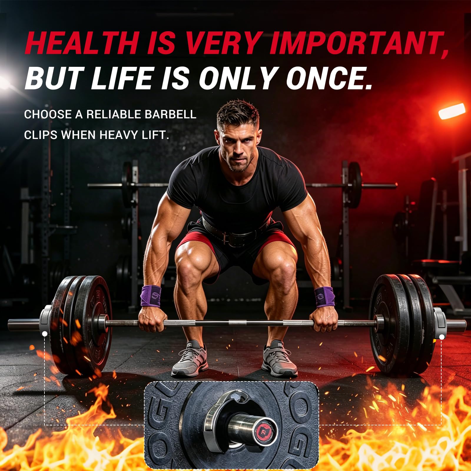 KeppiFitness, clip per bilanciere, morsetti per bilanciere per sollevamento pesi, chiusura rapida e rimozione dei pesi, 5,1 cm, olimpionici per allenamento