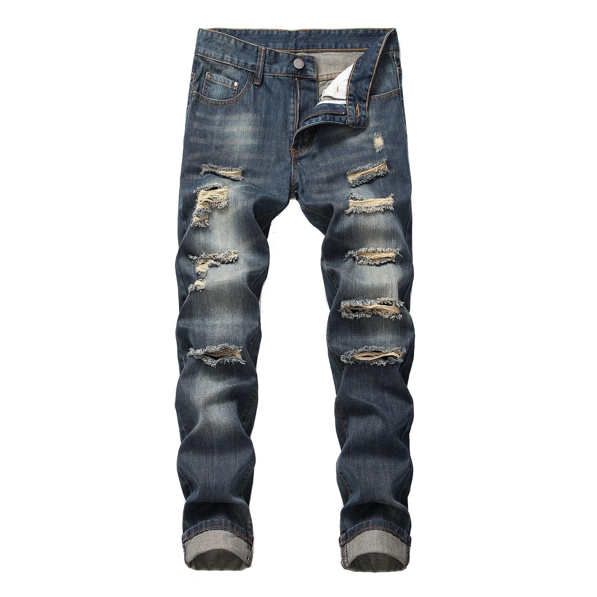 Jean déchiré homme droit plissé casual regular fit stretch - 8