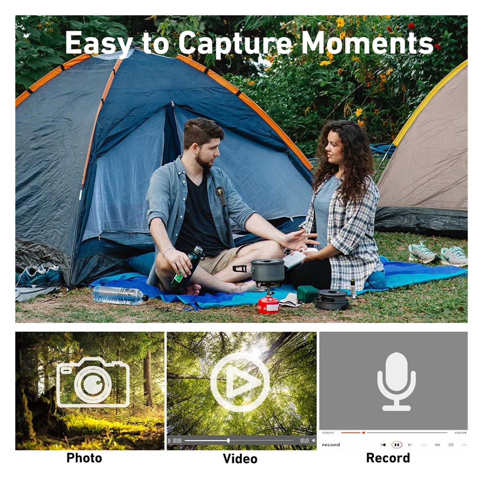 Mini Action Camera 1080P HD Videoregistratore Digitale Body Cam WiFi Action Cam Sportiva Videocamera for Piccola Bici da Esterno Chiarezza Precisa(Cam-8GB)
