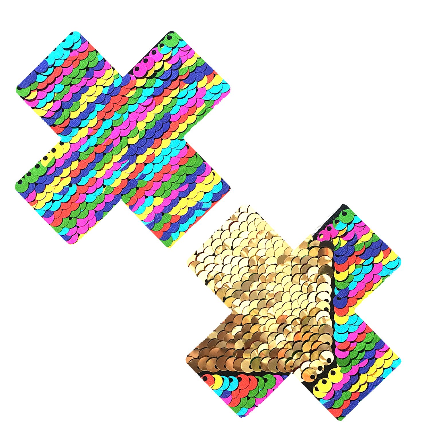 FunFetti Multicolor Gold Flip Sequin X Factor Nipztix Pasties Nipple Covers