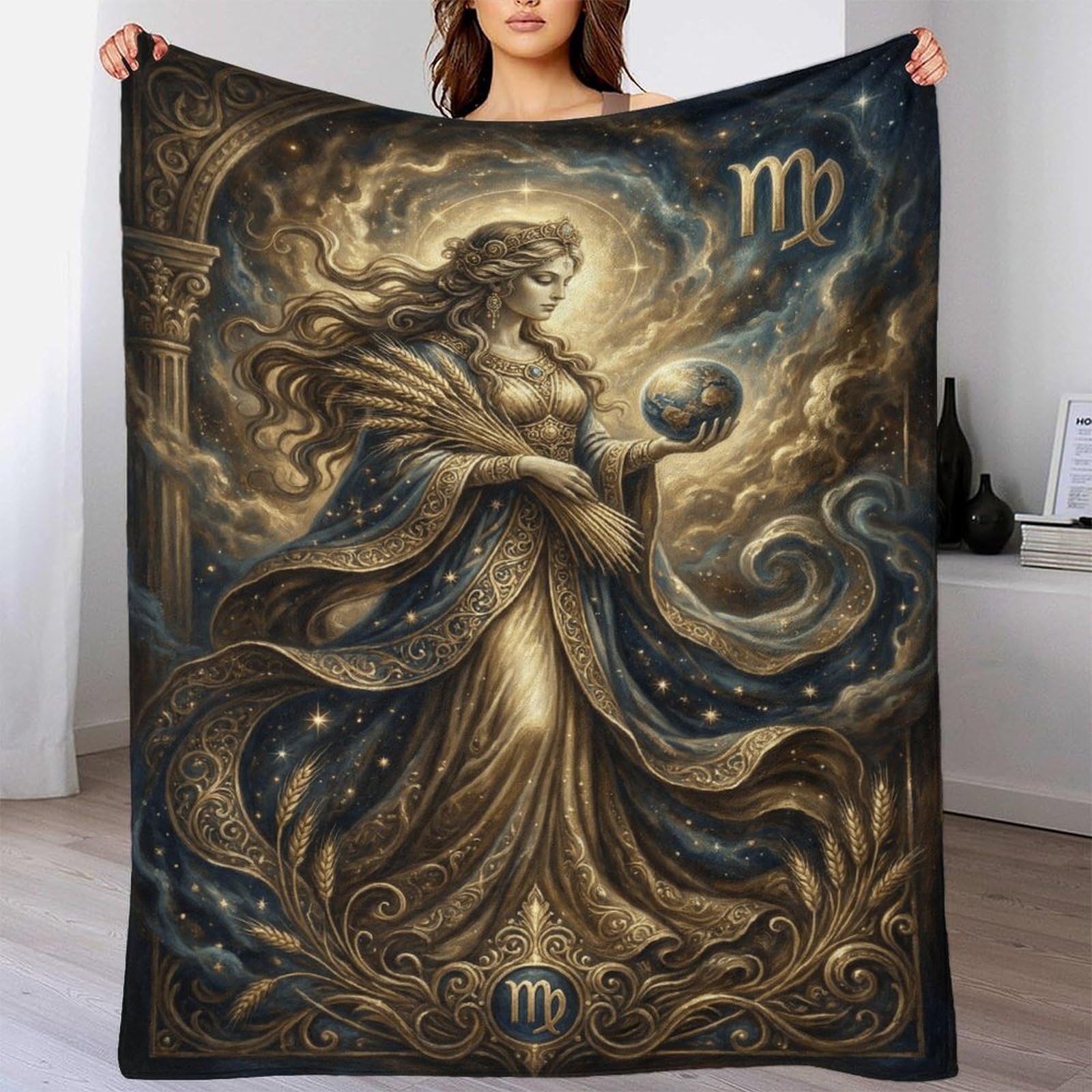 H3B8U2Y5 Virgo Zodiac for for Flannel Throw Blanket, Living Room Bed
