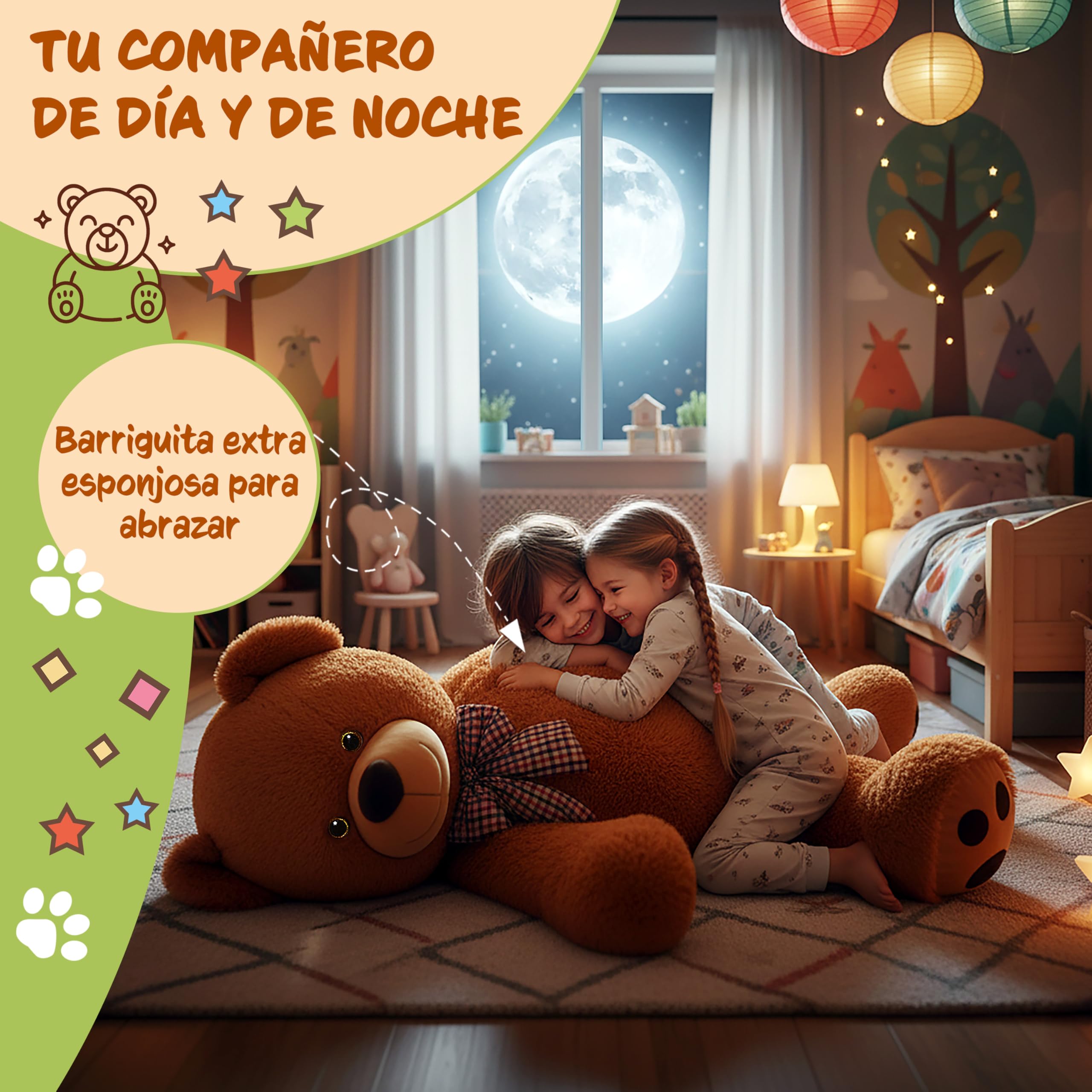 Monzana® Oso de Peluche Grande con Lazo 150cm Osito Teddy Bear Marrón Juguete Niños Regalo Enamorados