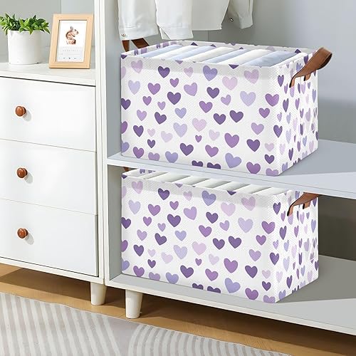 Miniatura 7 de Purple Heart Day Purple Heart Basket for Storage Home Organizers with Handles Home Office,Closet Clothes Organizer for Shelves Closet cajas