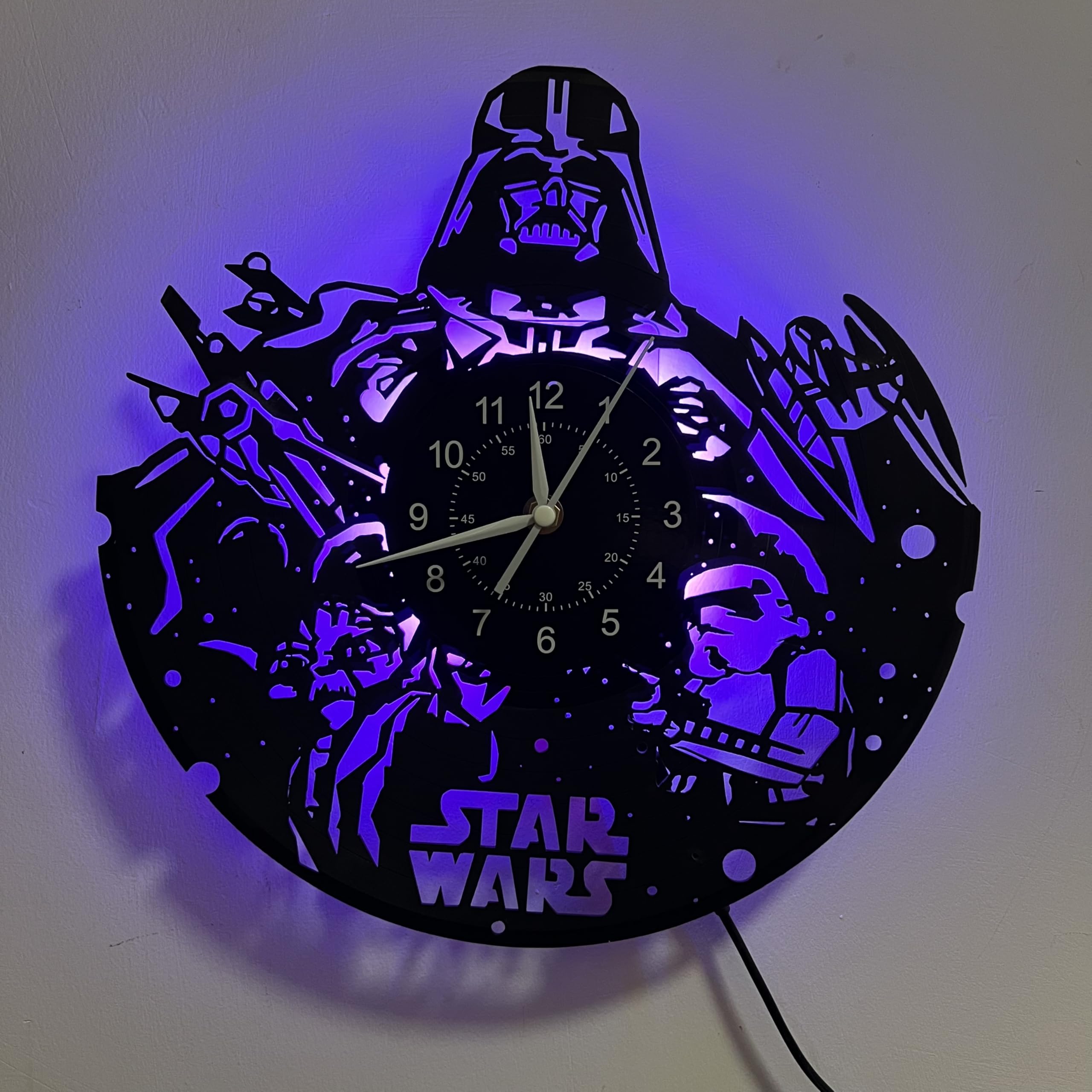Vinyl Wall Clock Star Wars 12 inch LED Wall Clock 7 Color Changing