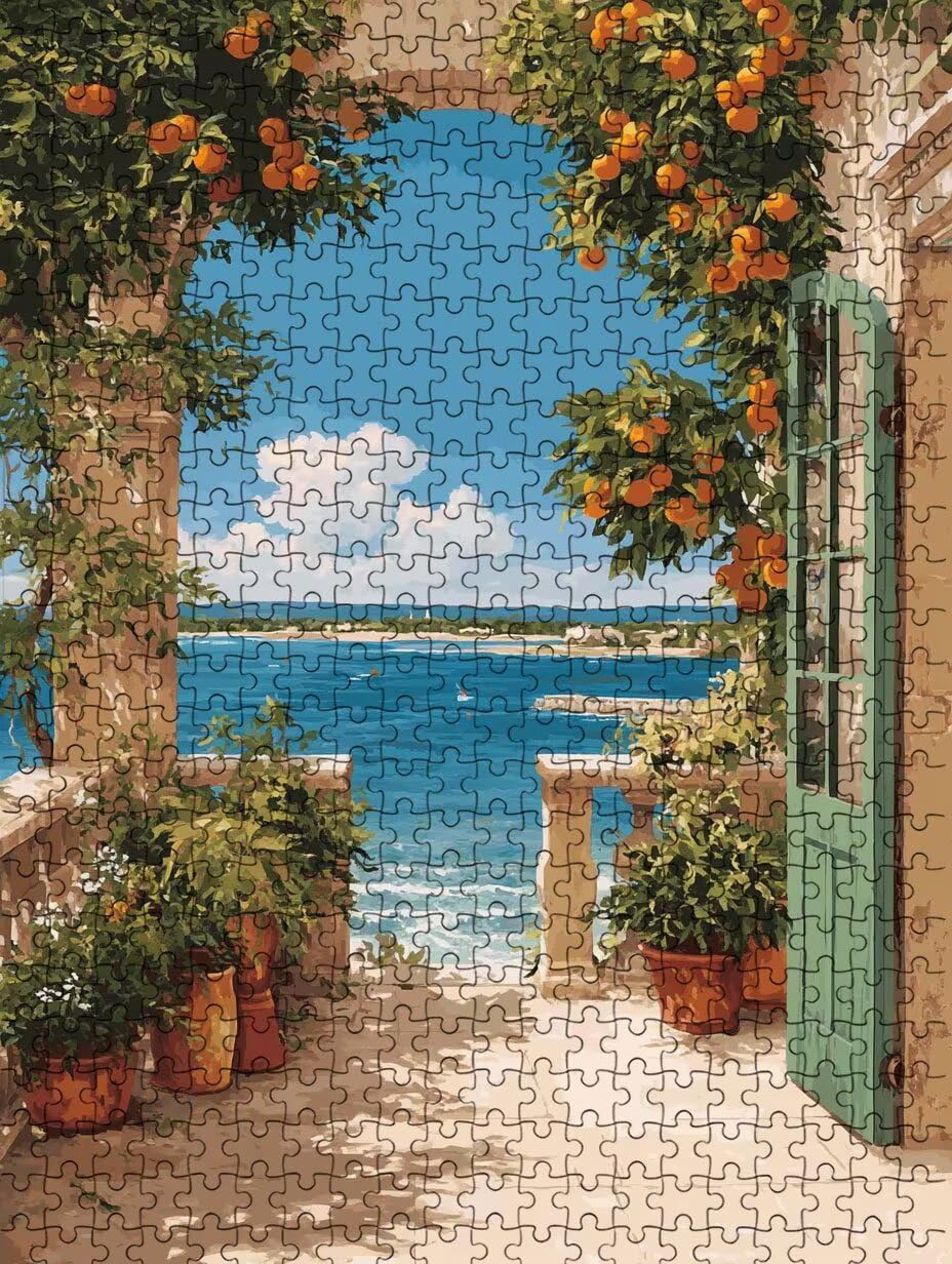 FNKL2-959 puzzle z motywem drzew owocowych, morze, 1000 elementów, 1000 elementów, kompleksowe puzzle, gry rodzinne, Impossible Klasyczne puzzle, do dekoracji ścian i prezentów