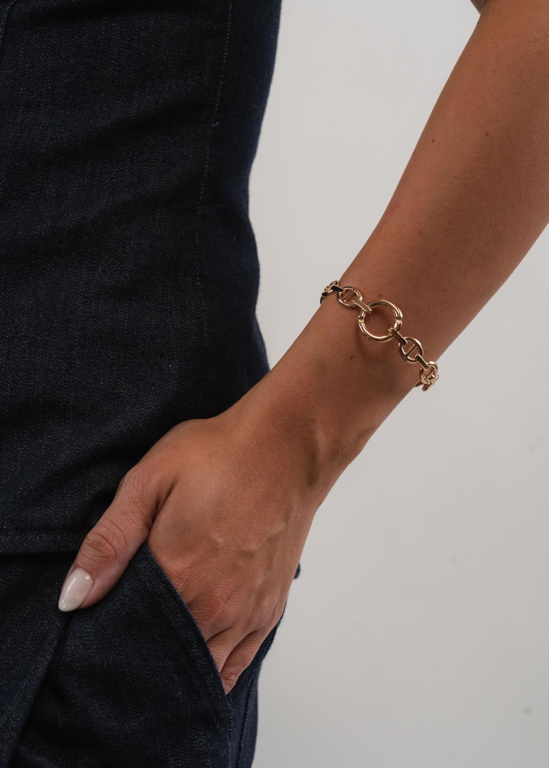 Purelei Chic Armcuff - Elegante bracciale con anello impermeabile, in acciaio inox placcato oro 14 carati, placcato oro rosa 18 carati o argento