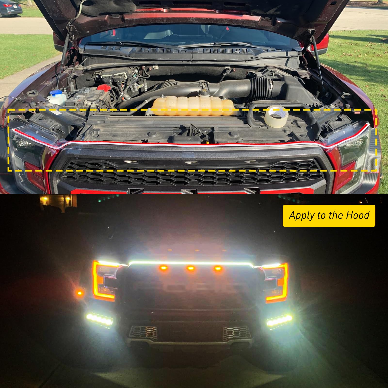 DREAMIZER Luci e Barre al Neon per Auto, 180cm Luci Diurne LED, 12V Striscia per Automobile 4x4 SUV Pickup Camion Furgone (Bianco)