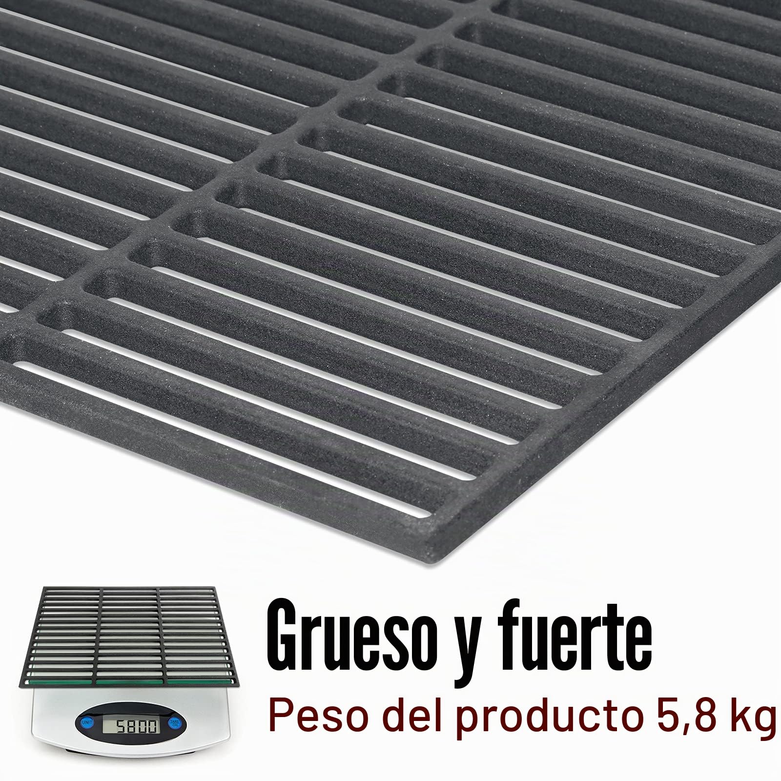 YUENFONG Rejillas de Hierro Fundido, Parrilla Cuadrada esmaltada, Accesorios de Parrilla de Hierro Fundido para Barbacoa, Parrilla de Gas, Parrilla de carbón (54 x 34 cm)