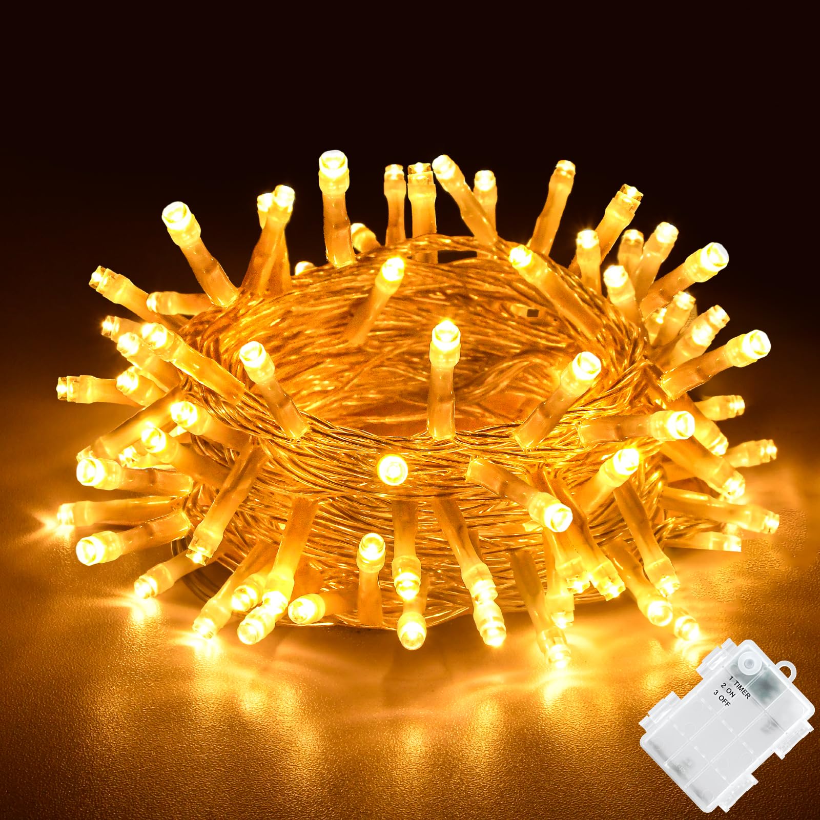 Ghirlanda Luminosa LED 3M Con Perle - 30 Luci A Batteria, 2 Modalità, Per Albero Di Natale, Casa, Giardino, Argento