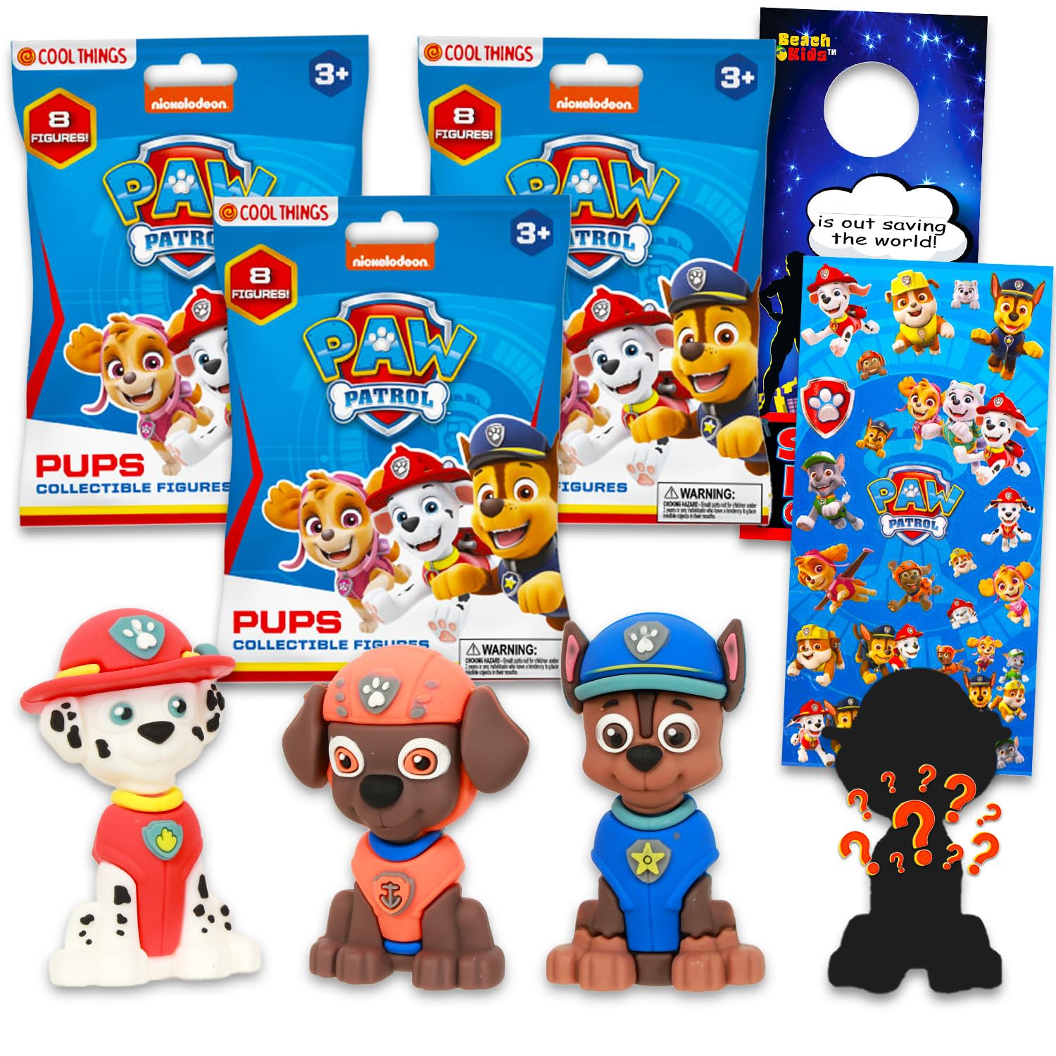 Paw Patrol Bomboniere per feste con sacchetto cieco, confezione con 3 mini personaggi misteriosi e adesivi, altro ancora | Paw Patrol Mini figurine per bambini, ragazzi, ragazze