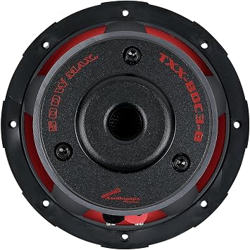 Audiopipe 8 Triple Stack Composite Cone Subwoofer (TXX-BDC3-8), Superior Performance, 500W Max Power, 2 BASV Dual Voice Coil, Aluminum Basket, Multi-Connect Terminals, Dual 4 Ohms