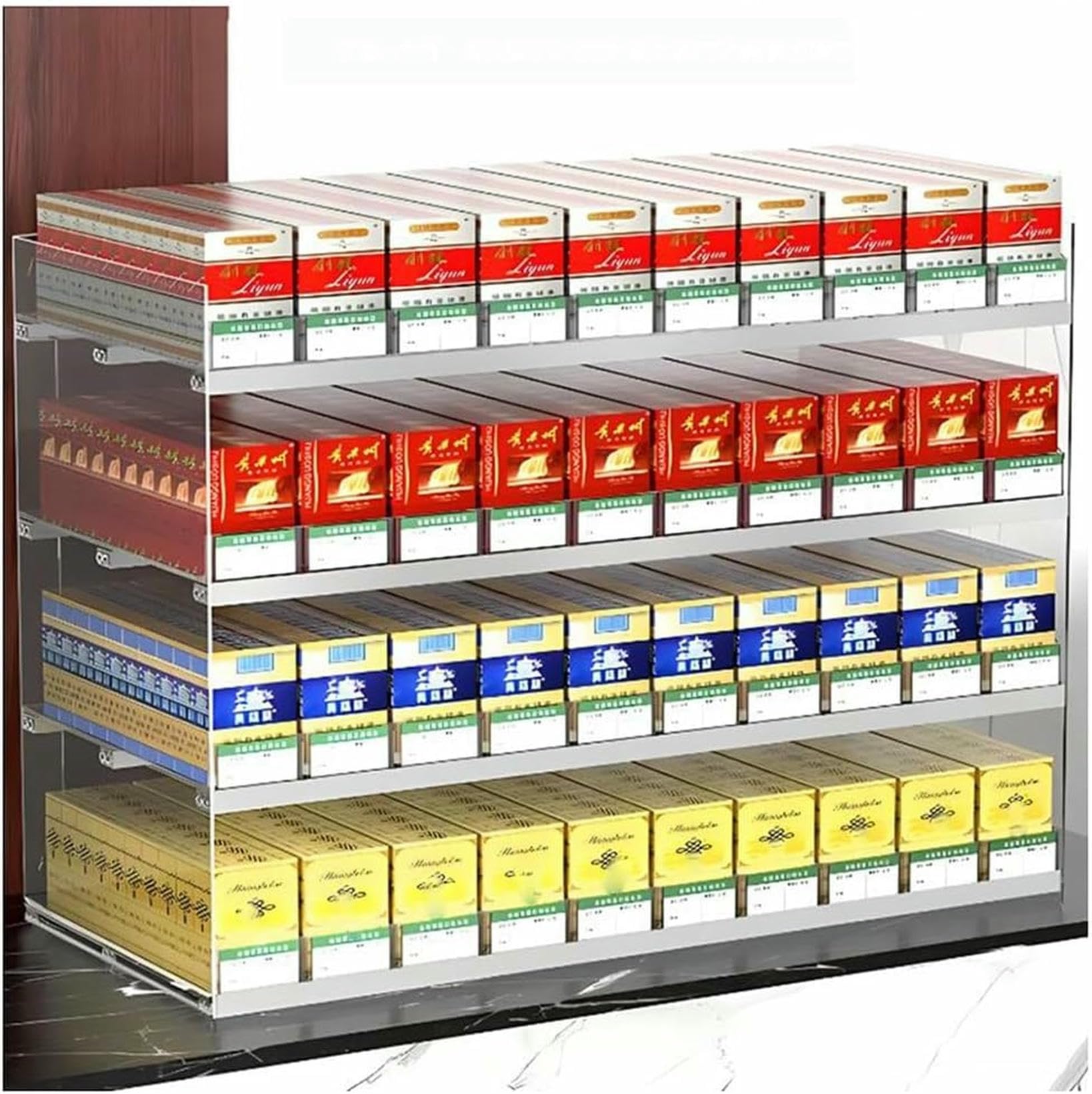 Vitrine en acrylique pour cigarettes et bonbons 4 couches pour comptoir et mur magasin