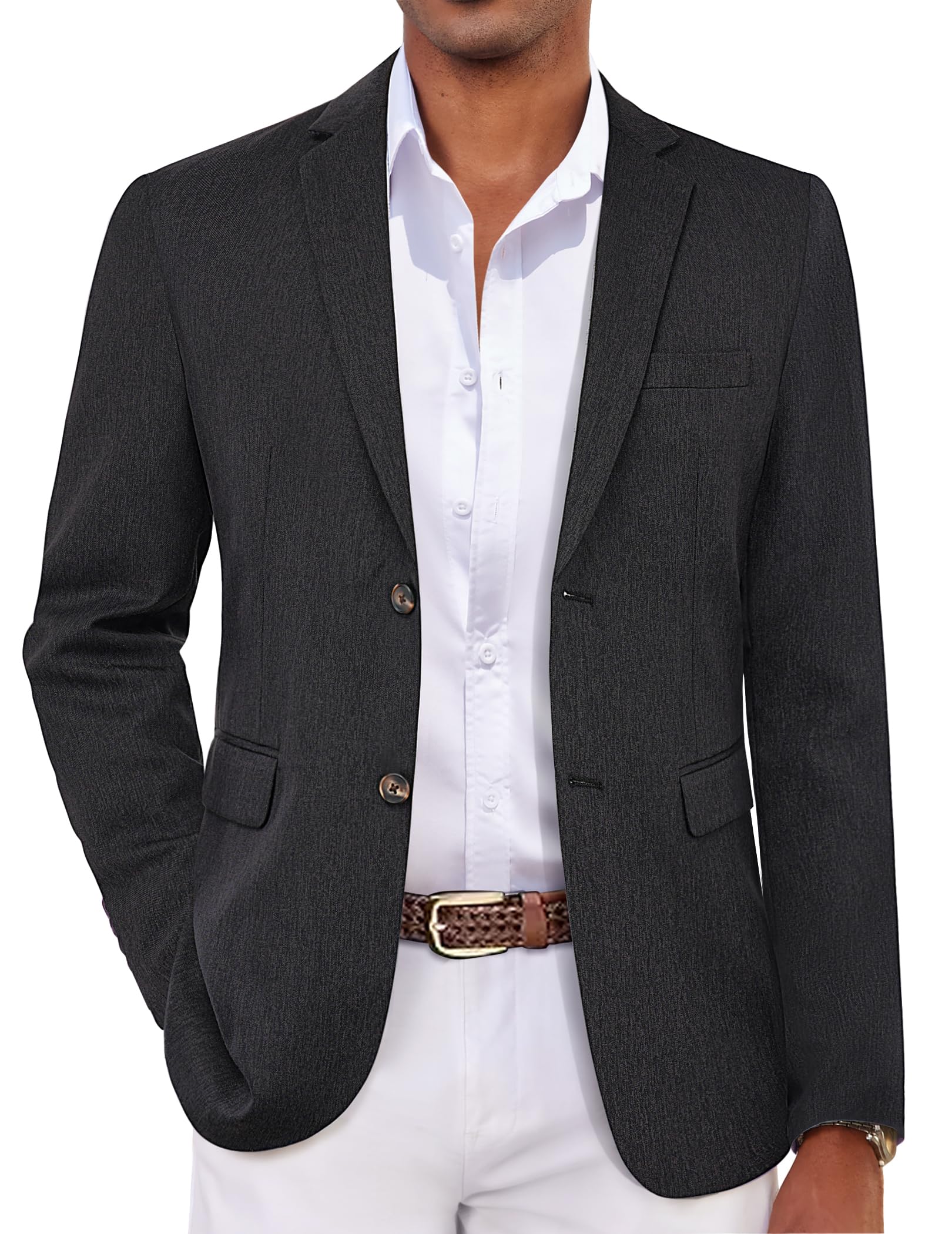 COOFANDY Men's Casual Blazer Sport Coats and Blazers Lightweight Two Botton Business Linen Blazer Suit Jacket