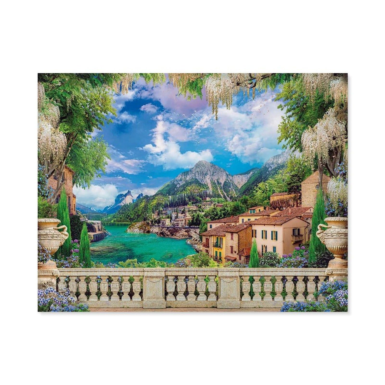 GSBRSNTS DIY Paint by Numbers for Adults Canvas，Lush Terrace On Lake，DIY Oil Painting, Pictures Drawing Paintwork with Paintbrushes Decoration Gift(20x30cm-C47 — image 1