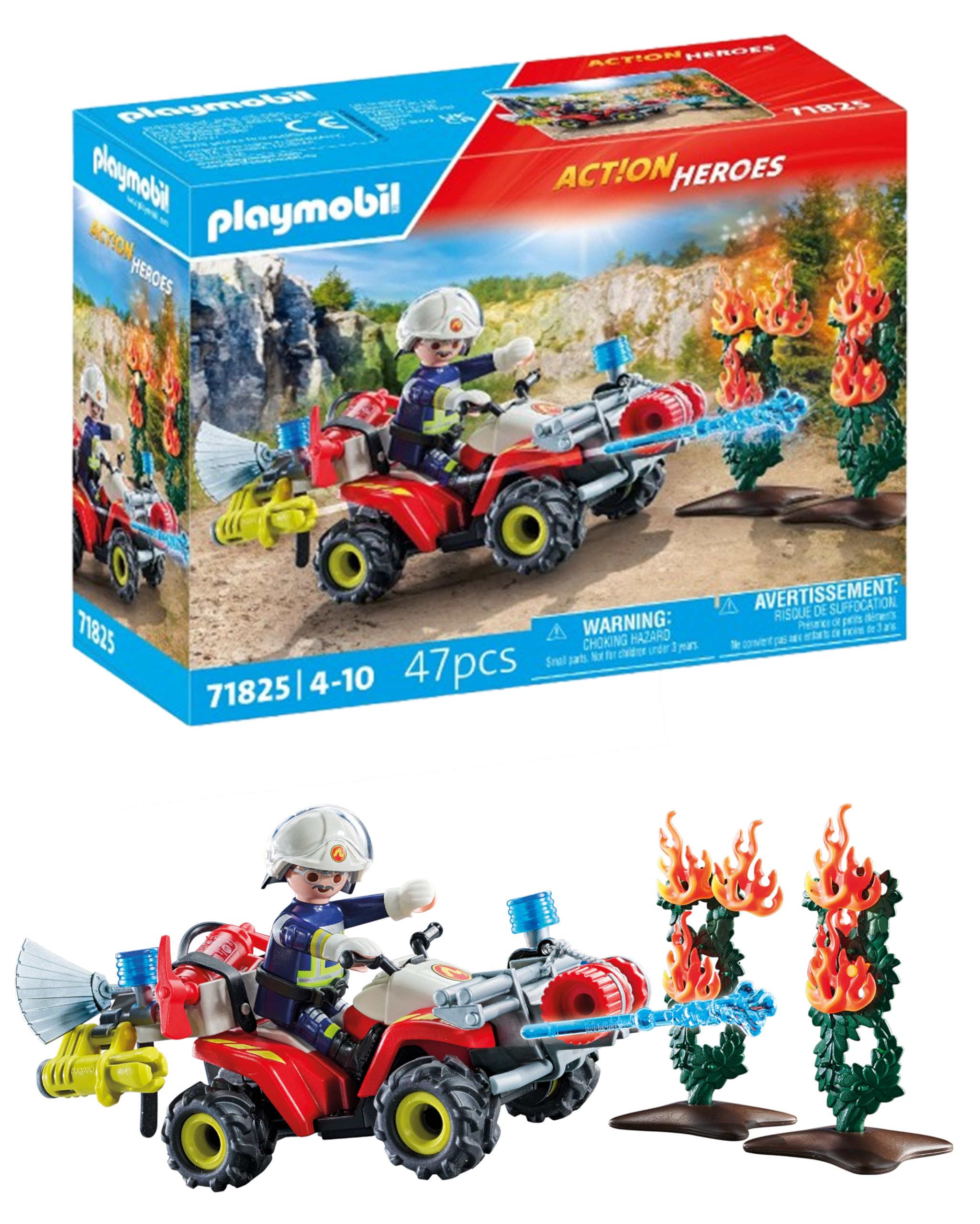 PLAYMOBIL | Action Heroes | Quad dei pompieri | Autopompa | Giocattoli per bambini dai 4 anni in su | 71825