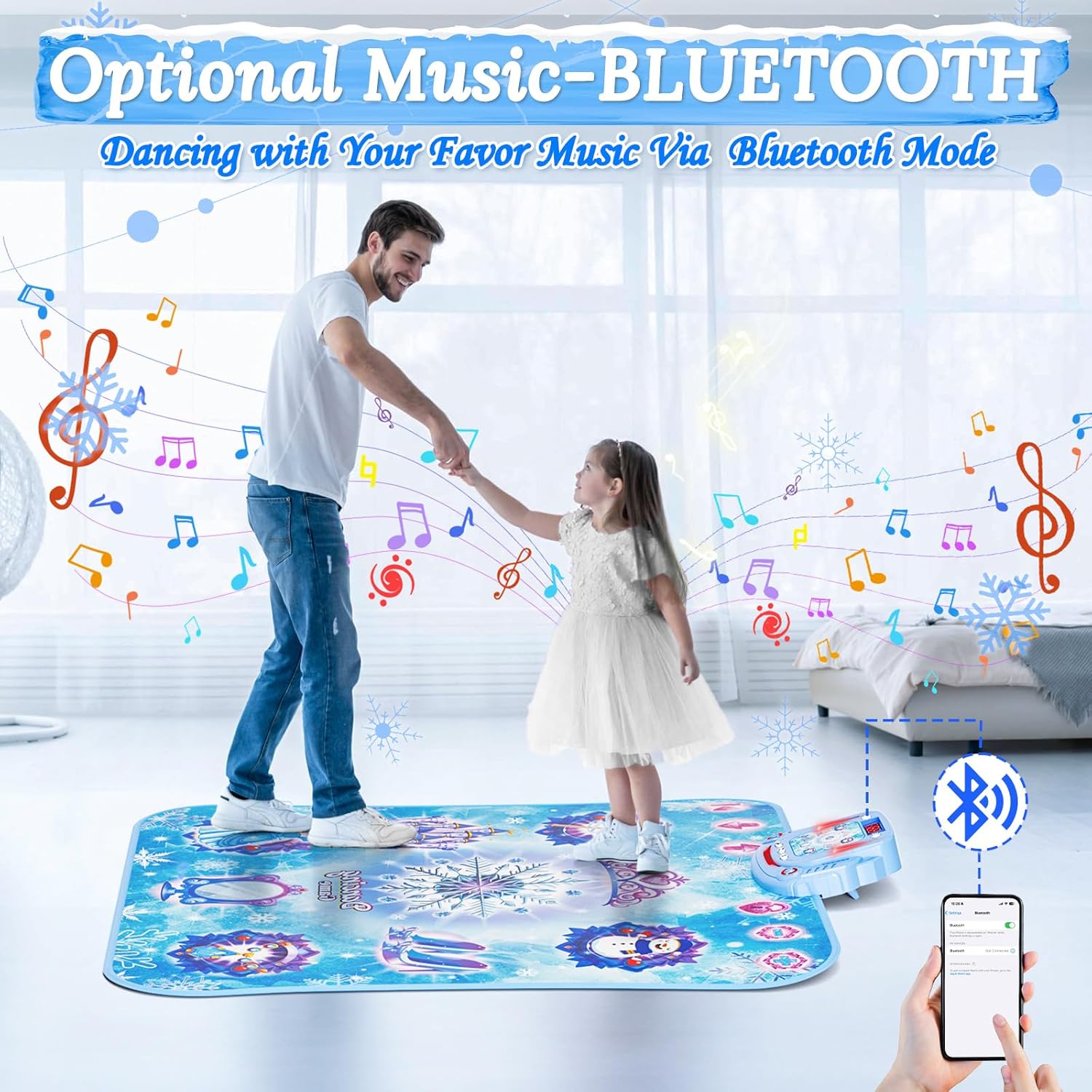 Dance Mat Toys Girl Gift: 8-Button Frozen Dance Pad Wireless Bluetooth Electronic Dance Game for Kids with 4 Game Modes LED Light Built-in Music Birthday Gifts for 3 4 5 6 7 8 9 10+ Years Old Girls - Image 4