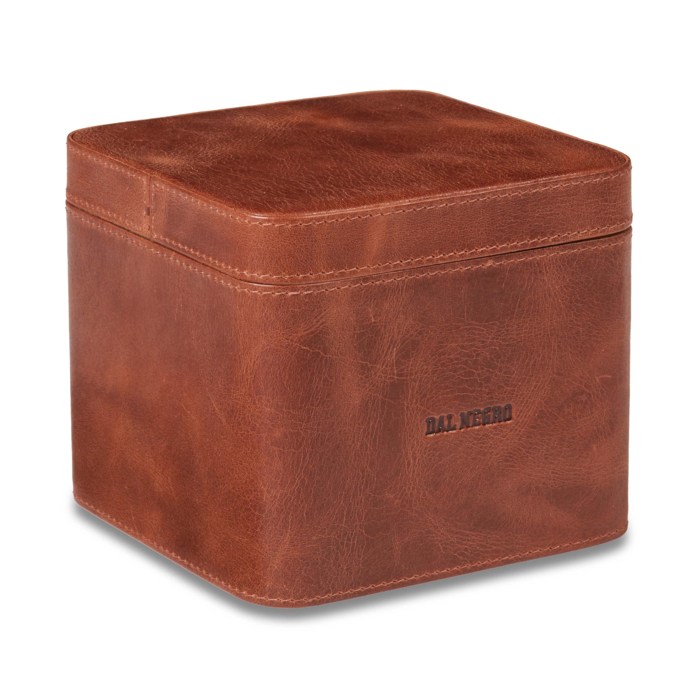 Dal Negro Cubo Porta Toscanelli in Vera Pelle - Eleganza Funzionale per la Conservazione dei tuoi Sigari Preferiti (Testa di Moro)