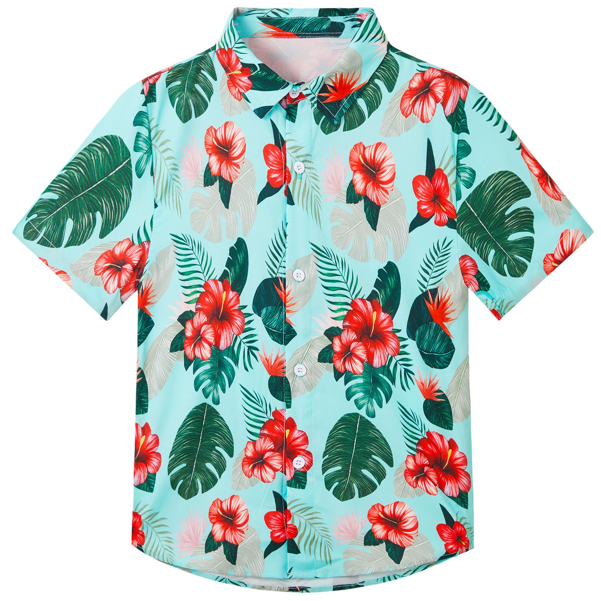 Boys Hawaiian Shirt Tropical Short Sleeve Cool Cute Casual Button Down Tops for Youth Kids Toddler Summer Beach