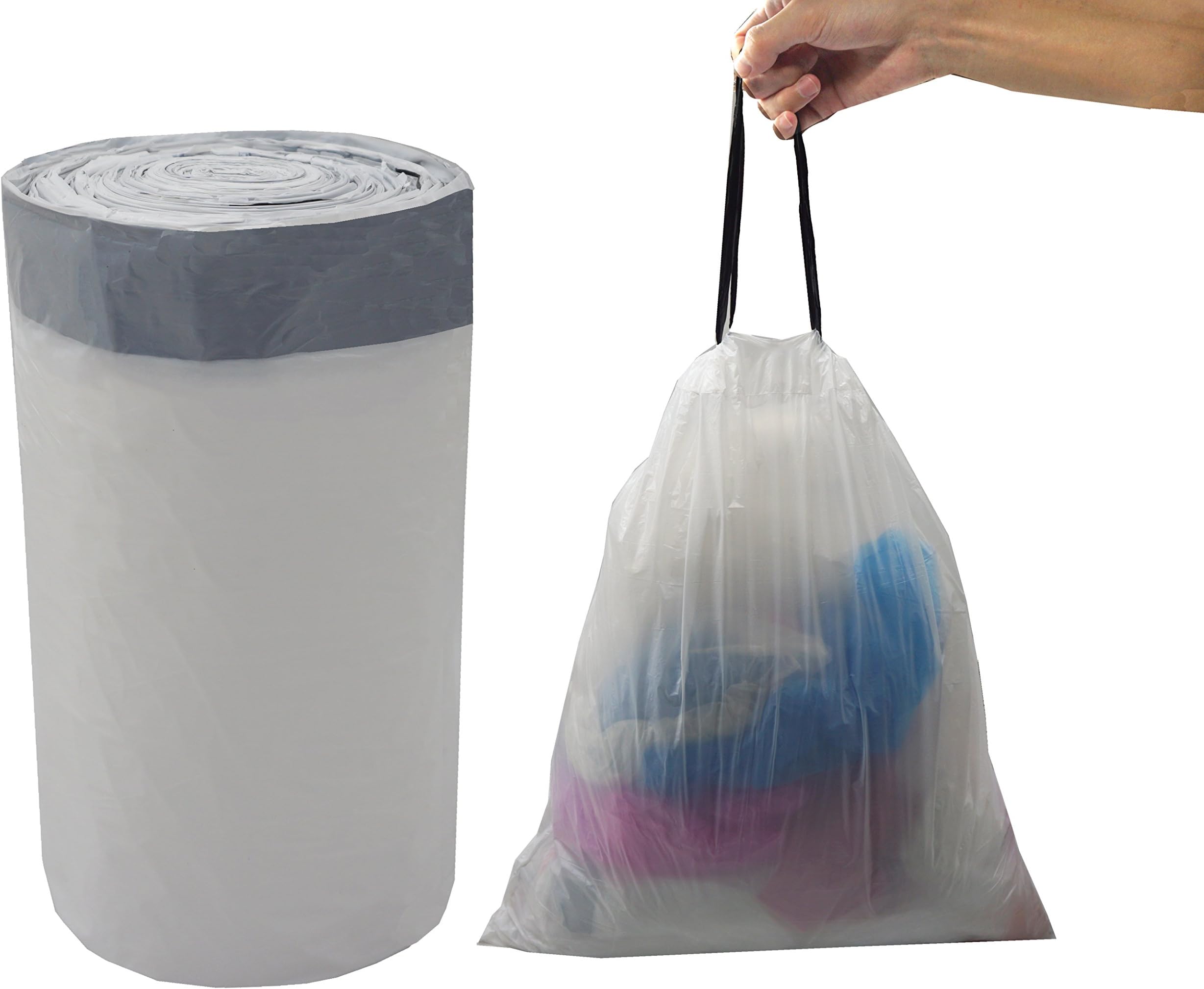 Feisco Medium Bin Bag, 30 Liters Extra Strong Drawstring Trash bag Garbage Bag Bin Liner,90 Counts for Home,Office,Car (30 Liters)