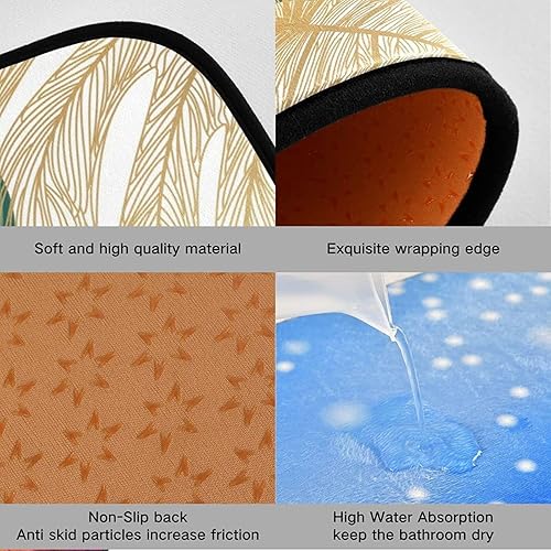 Miniatura 6 de Tapete de baño de otoño con diseño de girasoles y calabaza, para baño, antideslizante, hojas de arce otoñales, alfombras de baño para bañera, ducha,