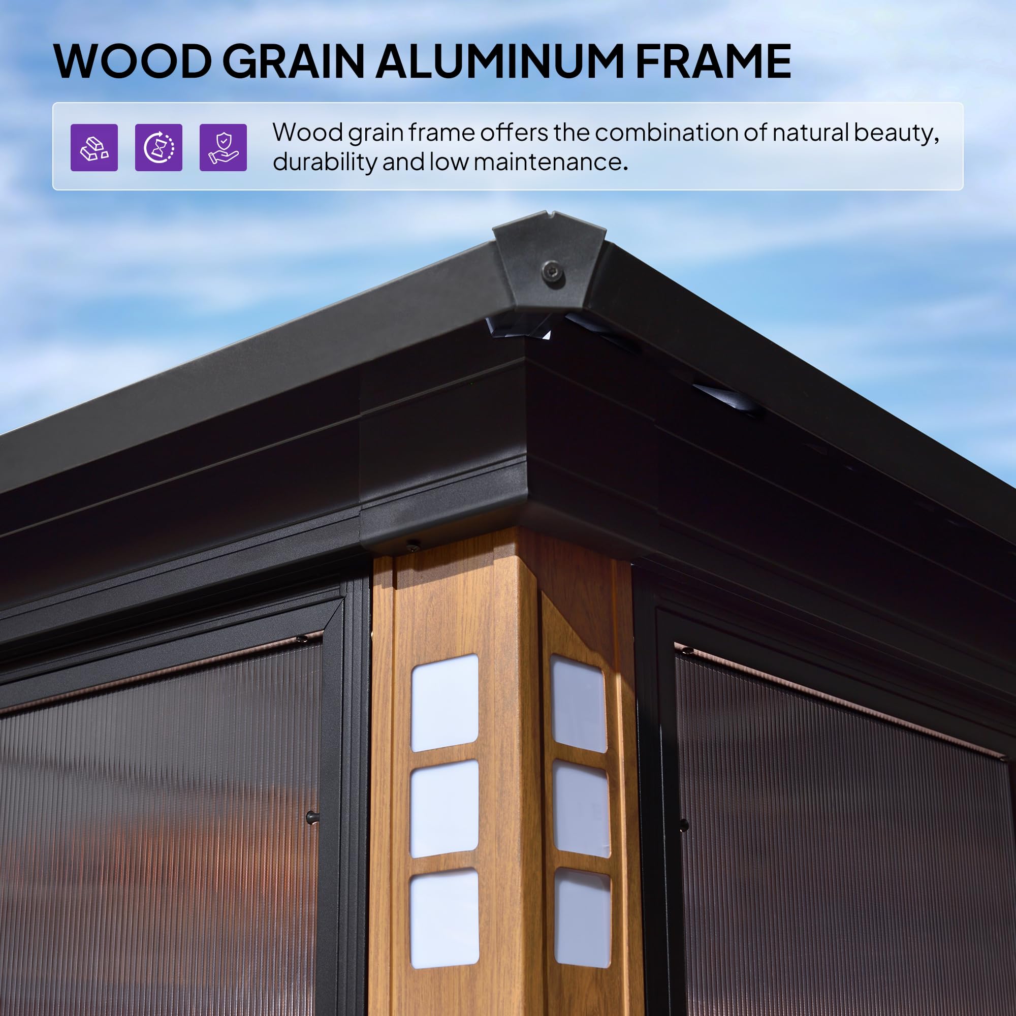 PURPLE LEAF 12' X 14' Patio Hardtop Gazebo Double Top Outdoor Screen Aluminum Solarium Backyard with Detachable Windows: 10' X 13' Sunroom