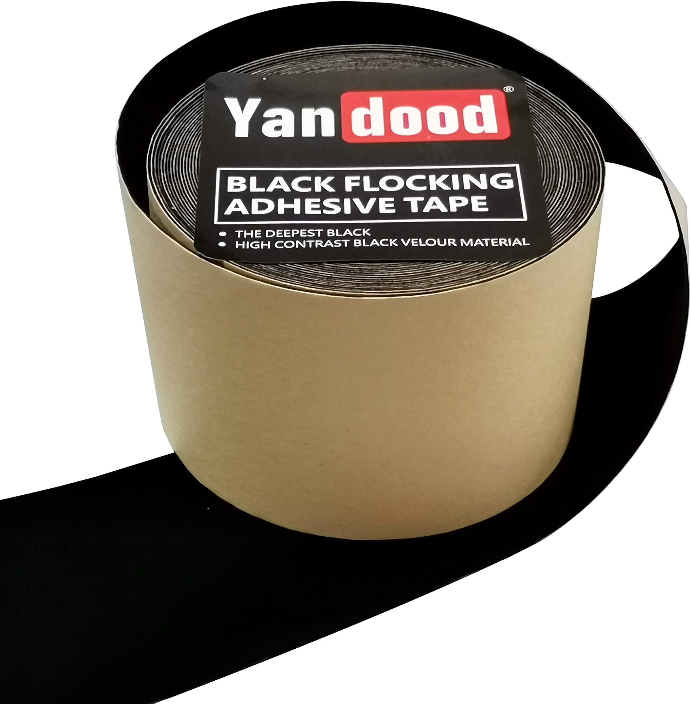 Yandood Black Flocking Adhesive Tape 3in x 30ft Projection Screen Felt Tape Border Ultra High Contrast Deep Black Felt Strips for Projector Screen Frame DIY