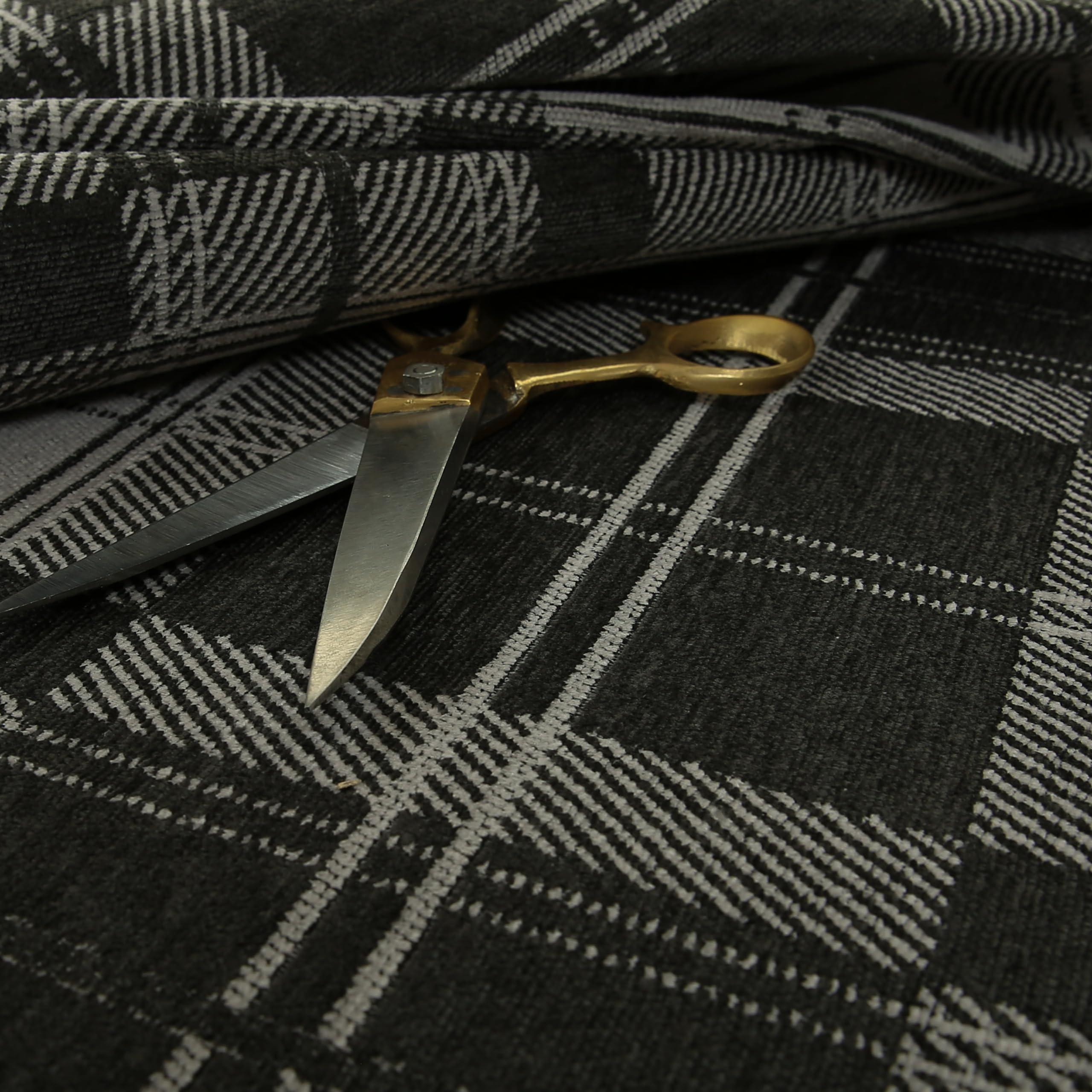 Redbrick Mill Fabrics Flame Retardant Plain Checked Tartan Tapestry Pattern Soft Feel Chenille Upholstery Fabric by The Metre, Grey Tartan (Per Metre) โ image 1