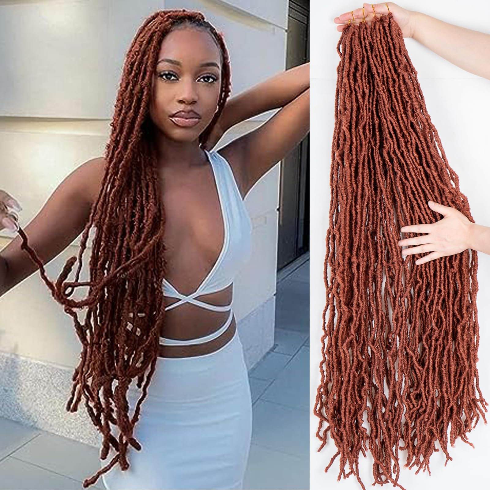 40 Inch Faux Locs Crochet Hair 6Pscks New Soft Locs Crochet Hair Pre Looped Long Synthetic Goddess Locs Crochet Braiding Hair Extension for Black Women (350#