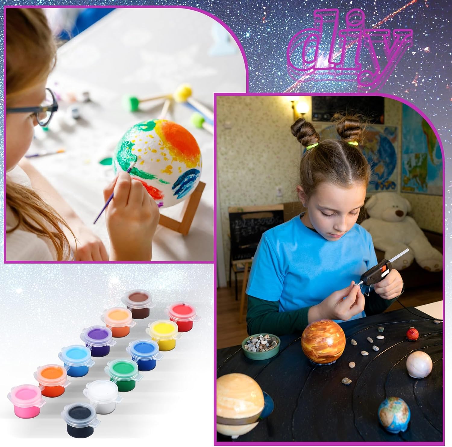 36 Solar System Model Project Kit Include 14 Solar System Foam Balls 12 Pigment 2 Brushes DIY Polystyrene Spheres Balls for Outer Space Planet Foam Kids School Science Projects - Image 5